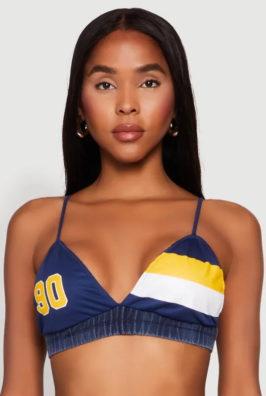 Jersey Mesh 90 Graphic Contrast Trim Bralette sold by Rainbow