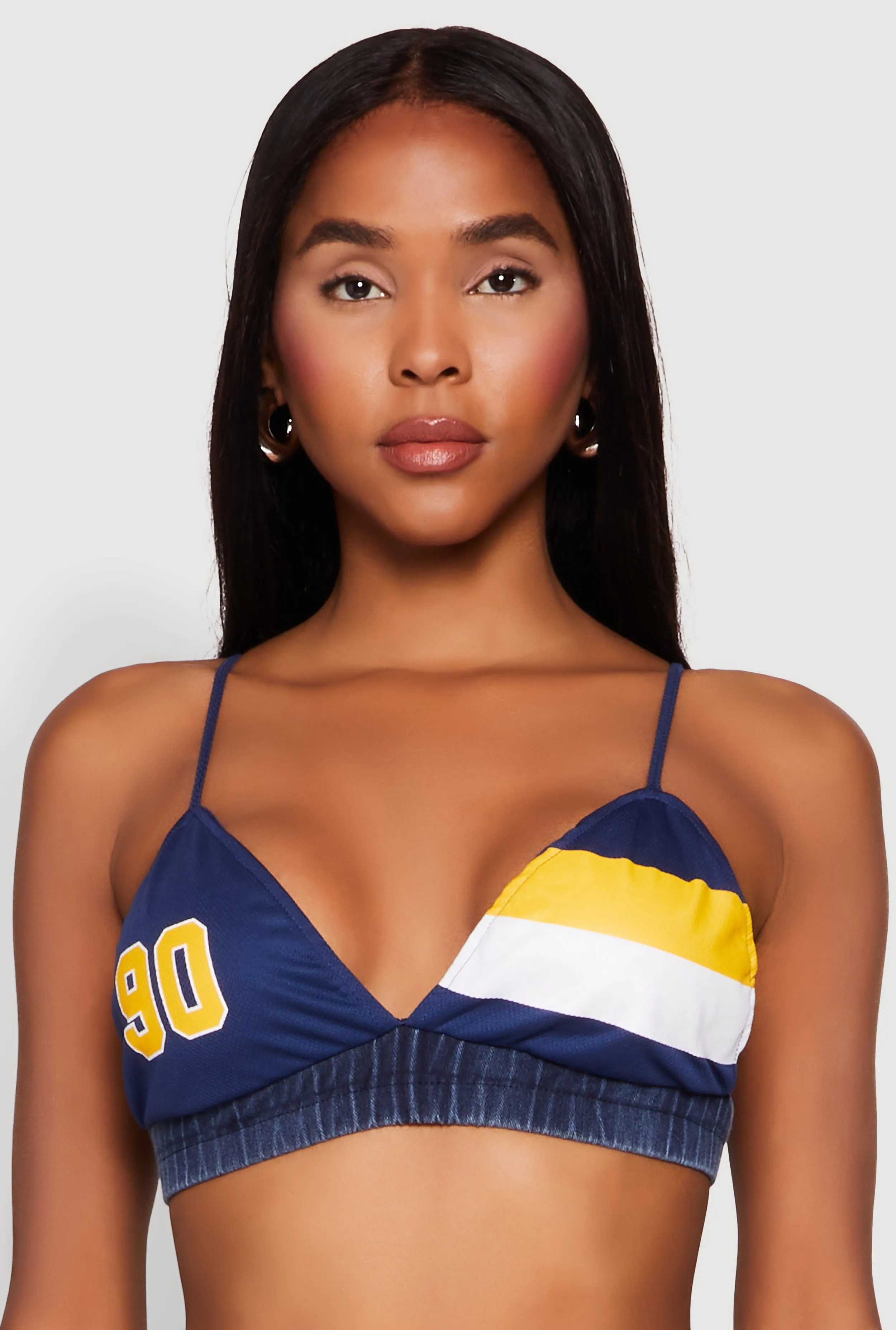 Jersey Mesh 90 Graphic Contrast Trim Bralette sold by Rainbow