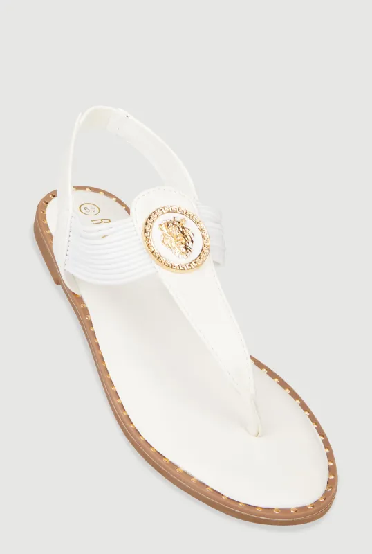 Lion Pendant Corded Thong Sandals sold by Rainbow