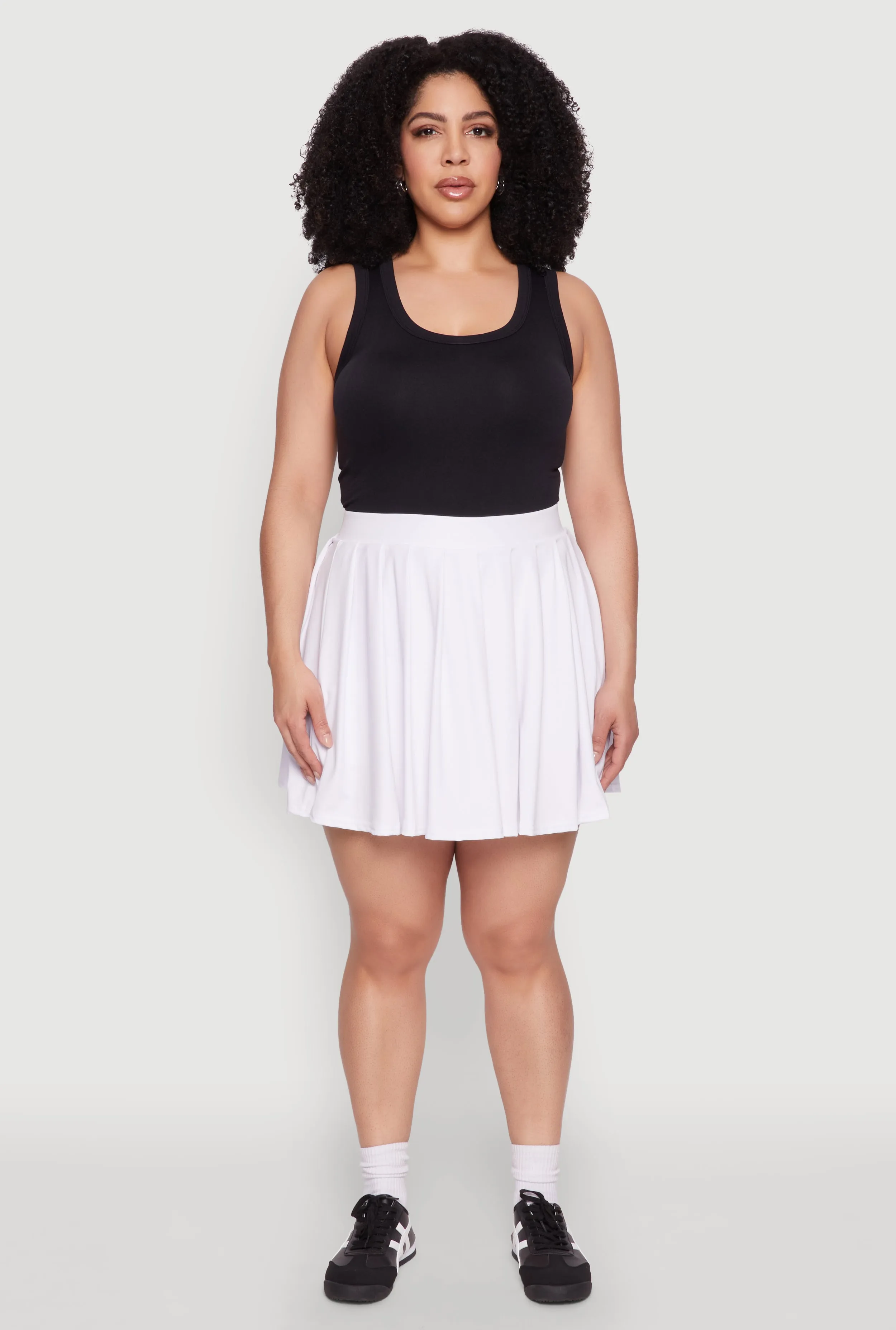 Plus Size High Waisted Active Pleated Skirt sold by Rainbow