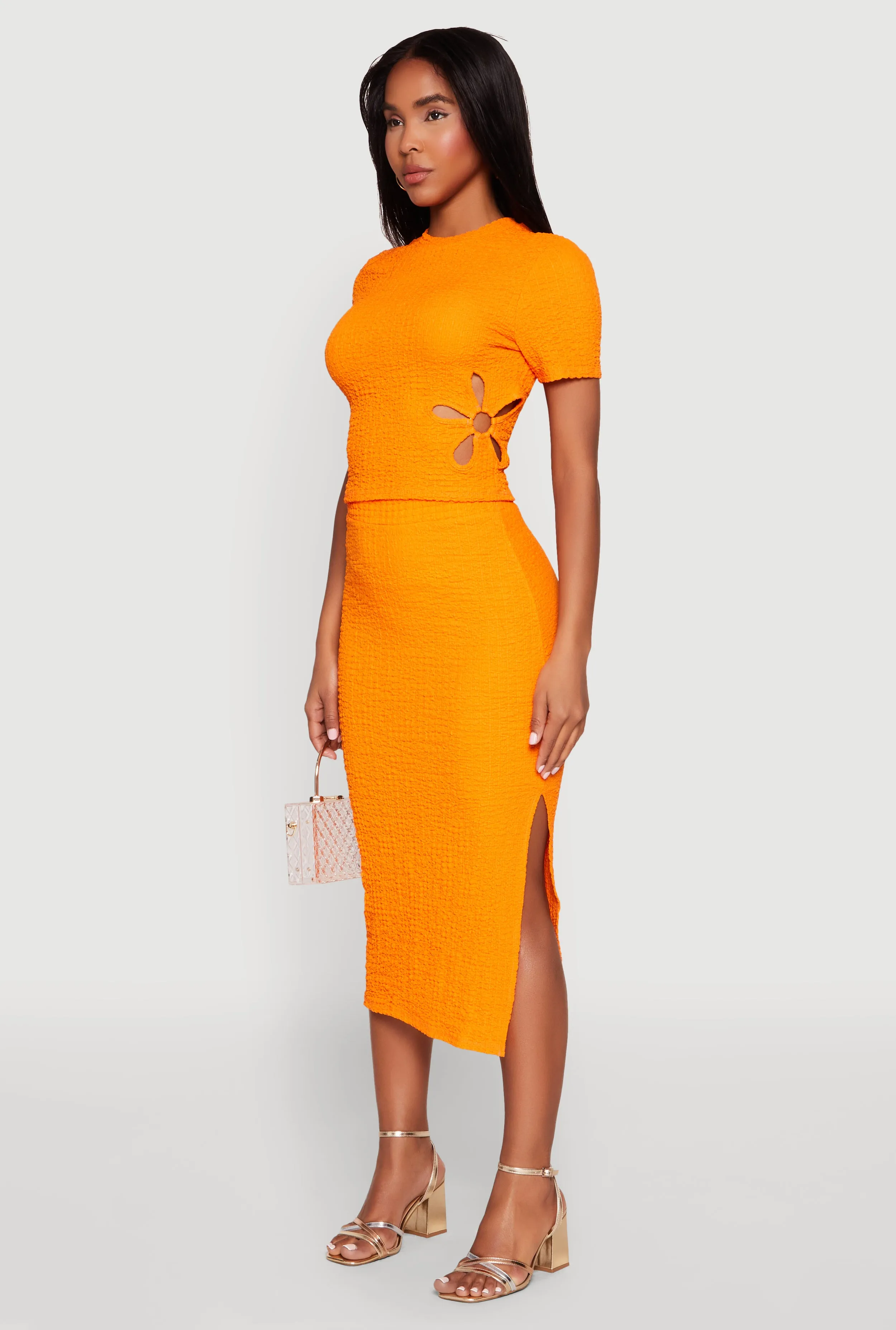 Flower Cut Out Textured Knit Top sold by Rainbow product image thumbnail 5