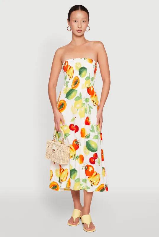 Almost Famous Assorted Fruit Smocked Dress sold by Rainbow