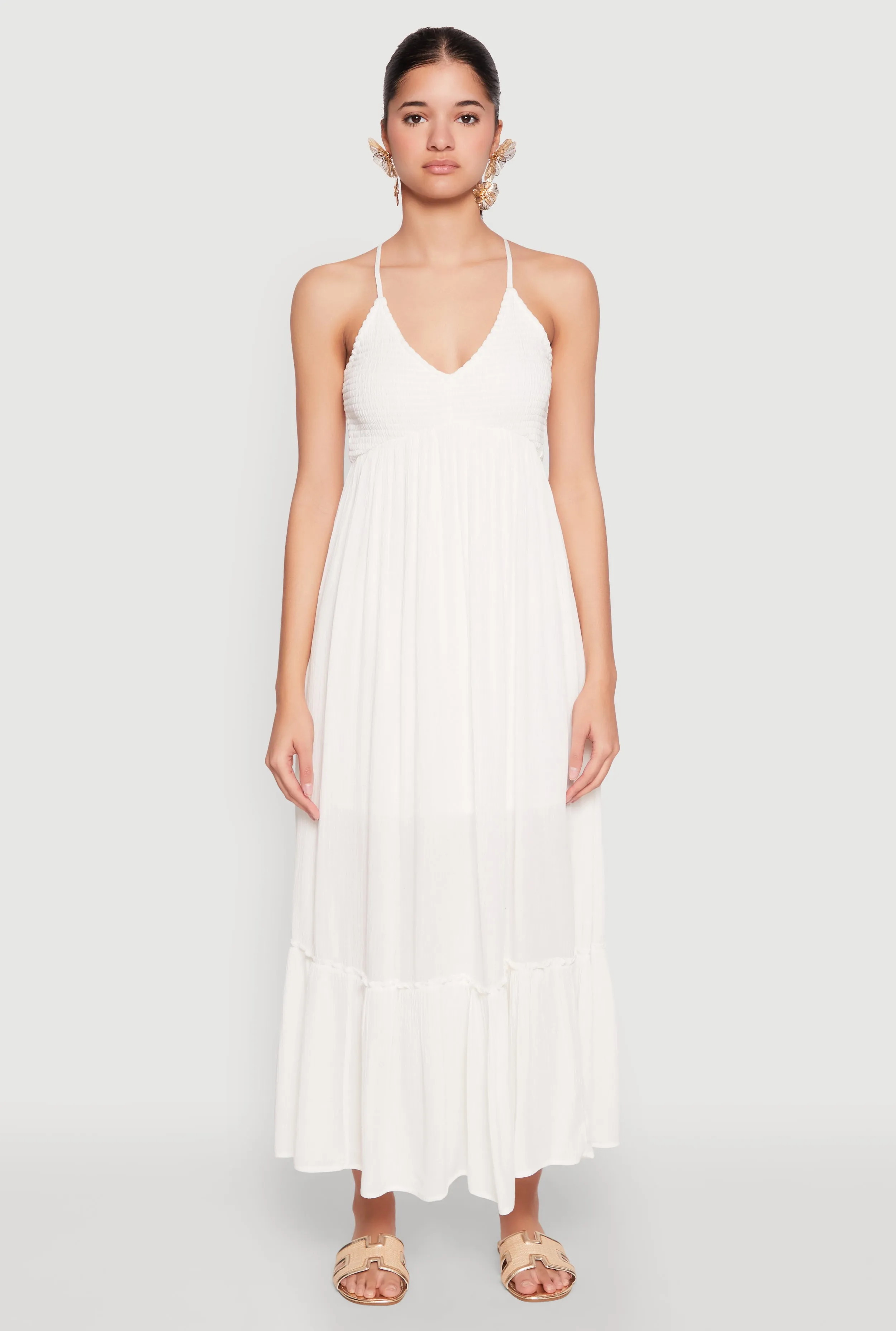 Almost Famous Smocked O Ring Tiered Maxi Dress sold by Rainbow product image thumbnail 2