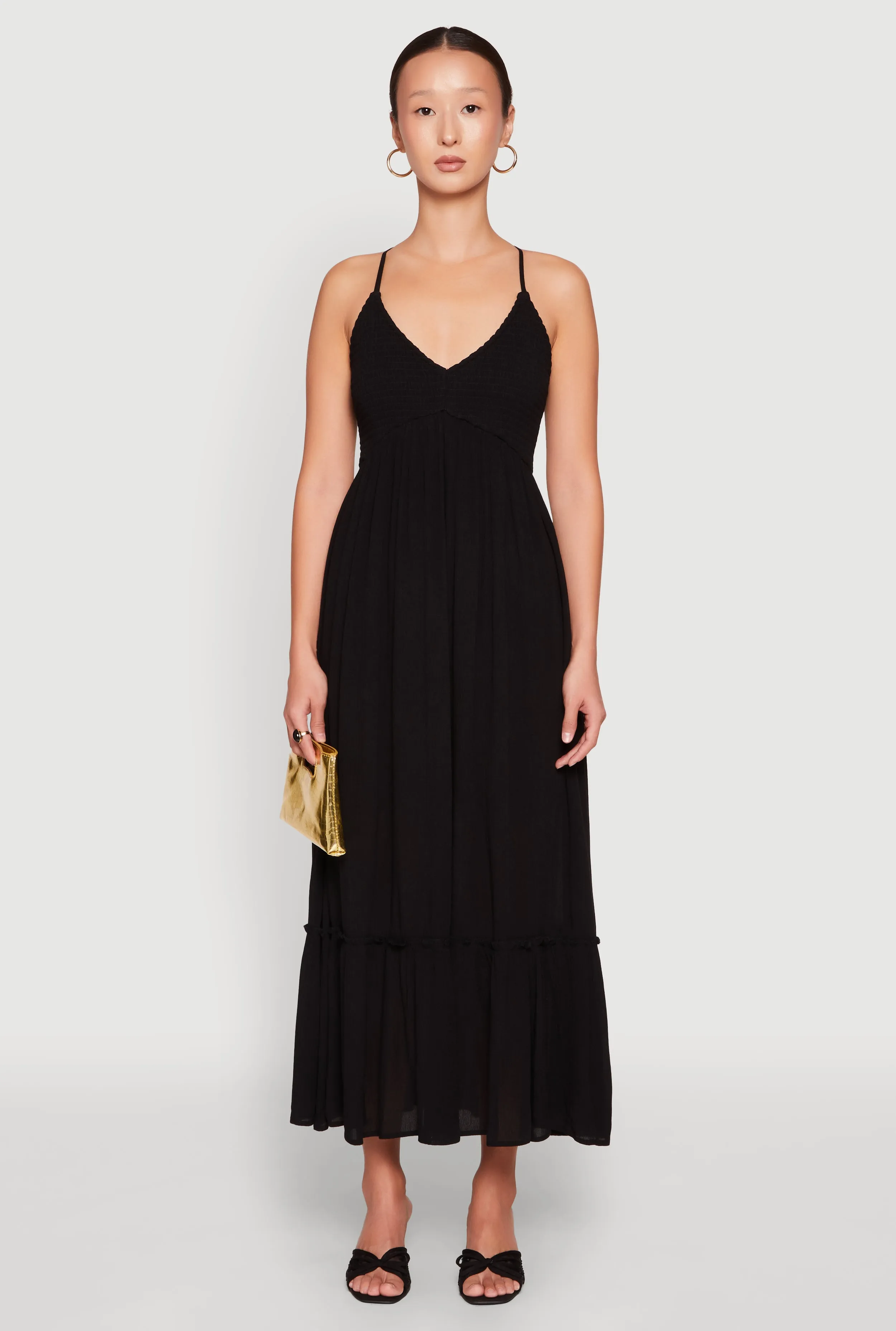 Almost Famous Smocked O Ring Tiered Maxi Dress sold by Rainbow product image thumbnail 2