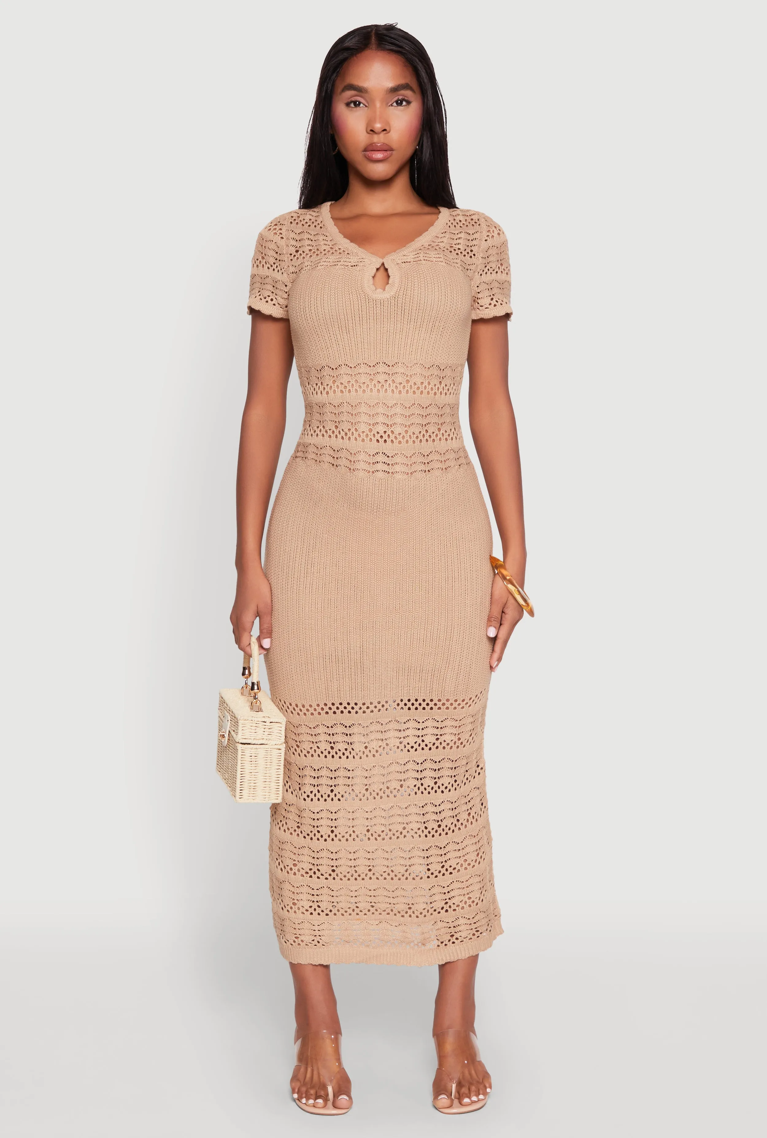 Almost Famous Short Sleeve Pointelle Maxi Dress sold by Rainbow product image thumbnail 2