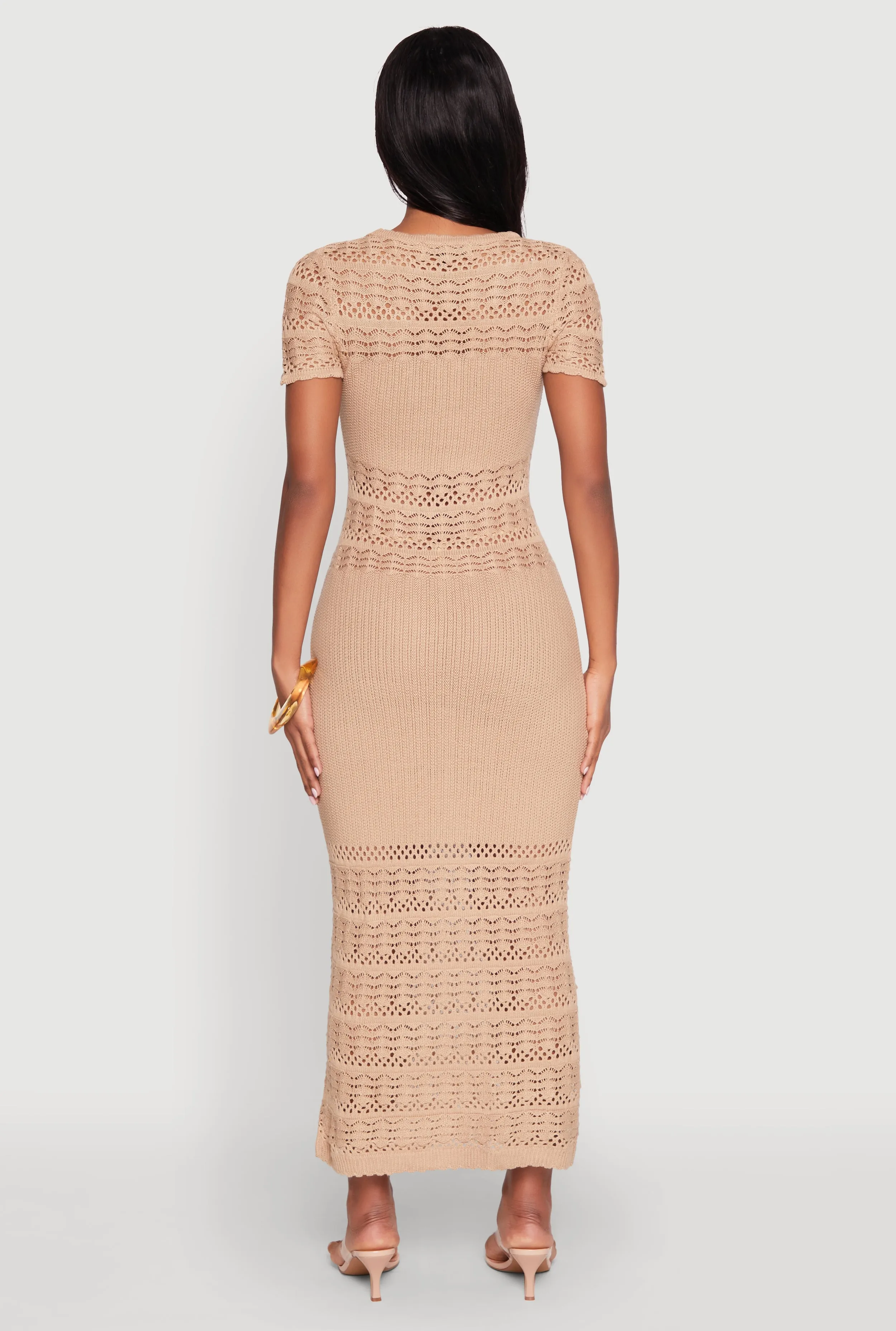 Almost Famous Short Sleeve Pointelle Maxi Dress sold by Rainbow product image thumbnail 5