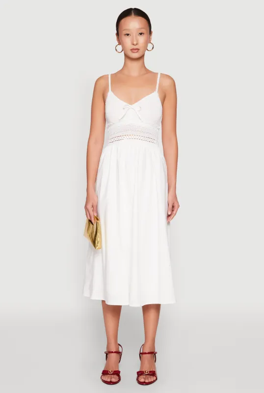 Almost Famous Crochet Empire Waist Midi Dress sold by Rainbow