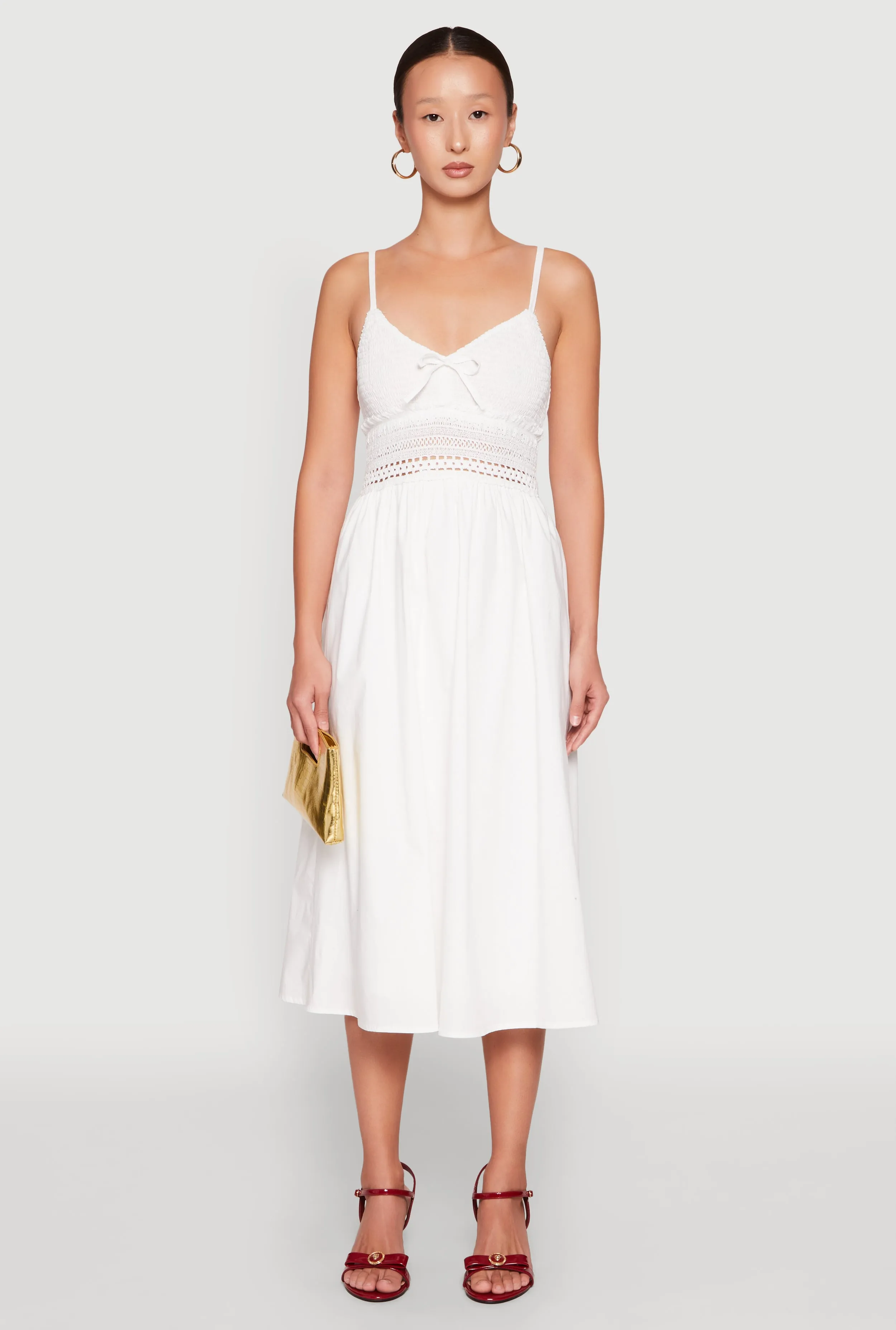 Almost Famous Crochet Empire Waist Midi Dress sold by Rainbow