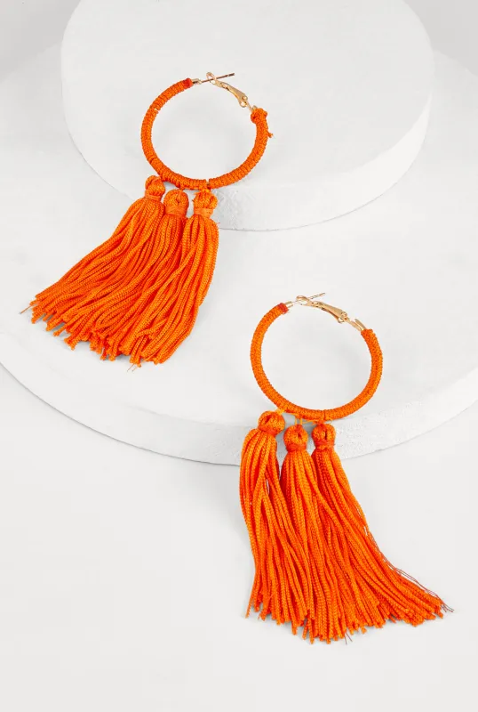 Tassel Hoop Earrings sold by Rainbow