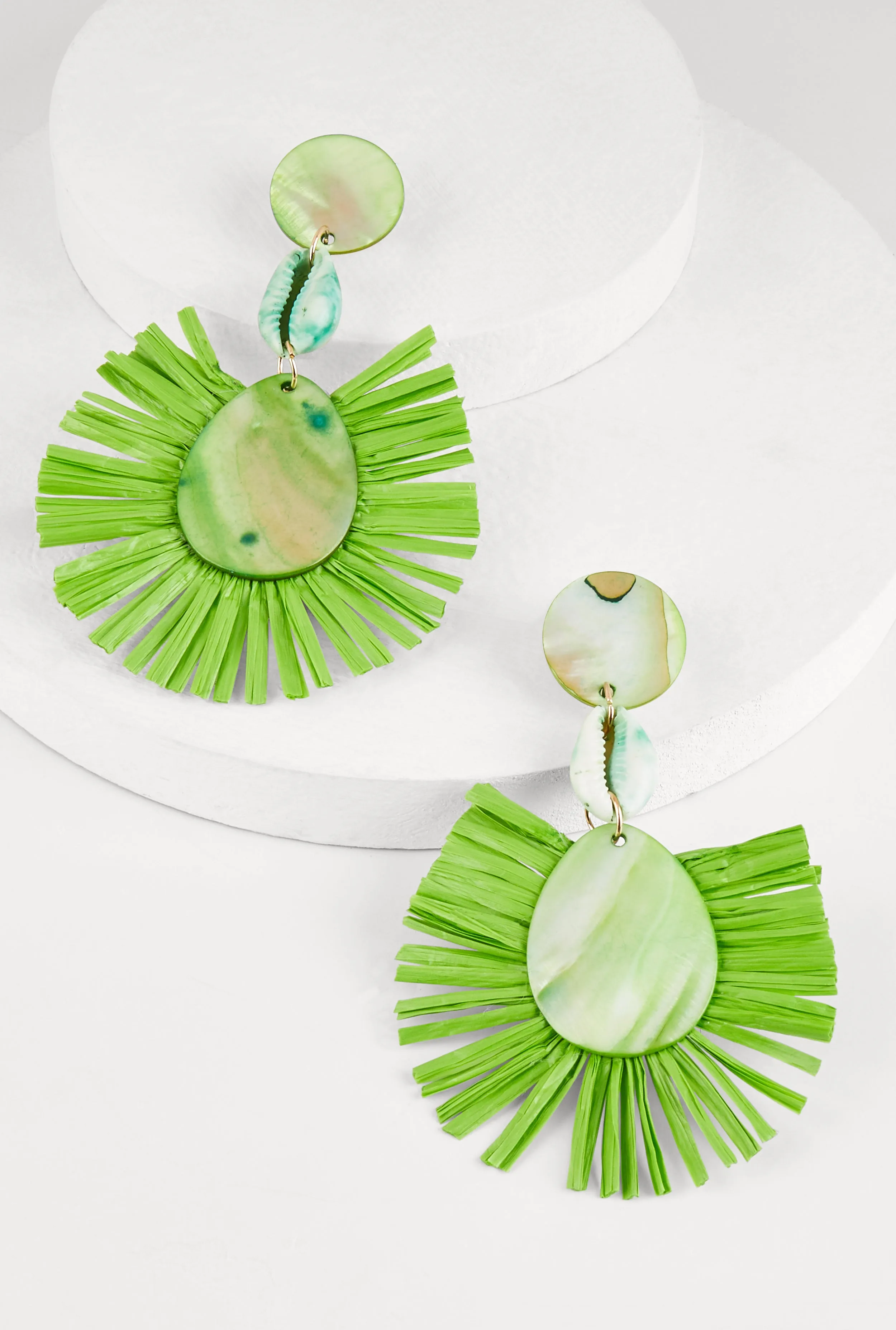 Seashell Raffia Drop Earrings sold by Rainbow