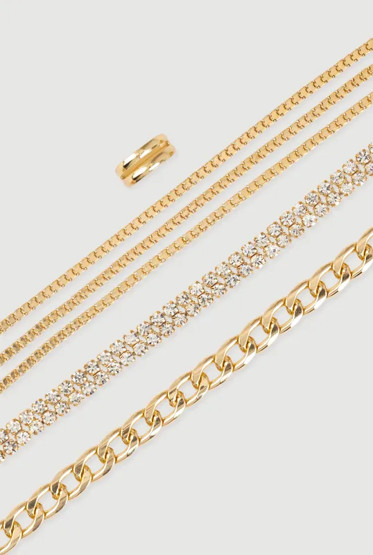 Cubic Zirconia Assorted Anklet Trio with Toe Ring sold by Rainbow