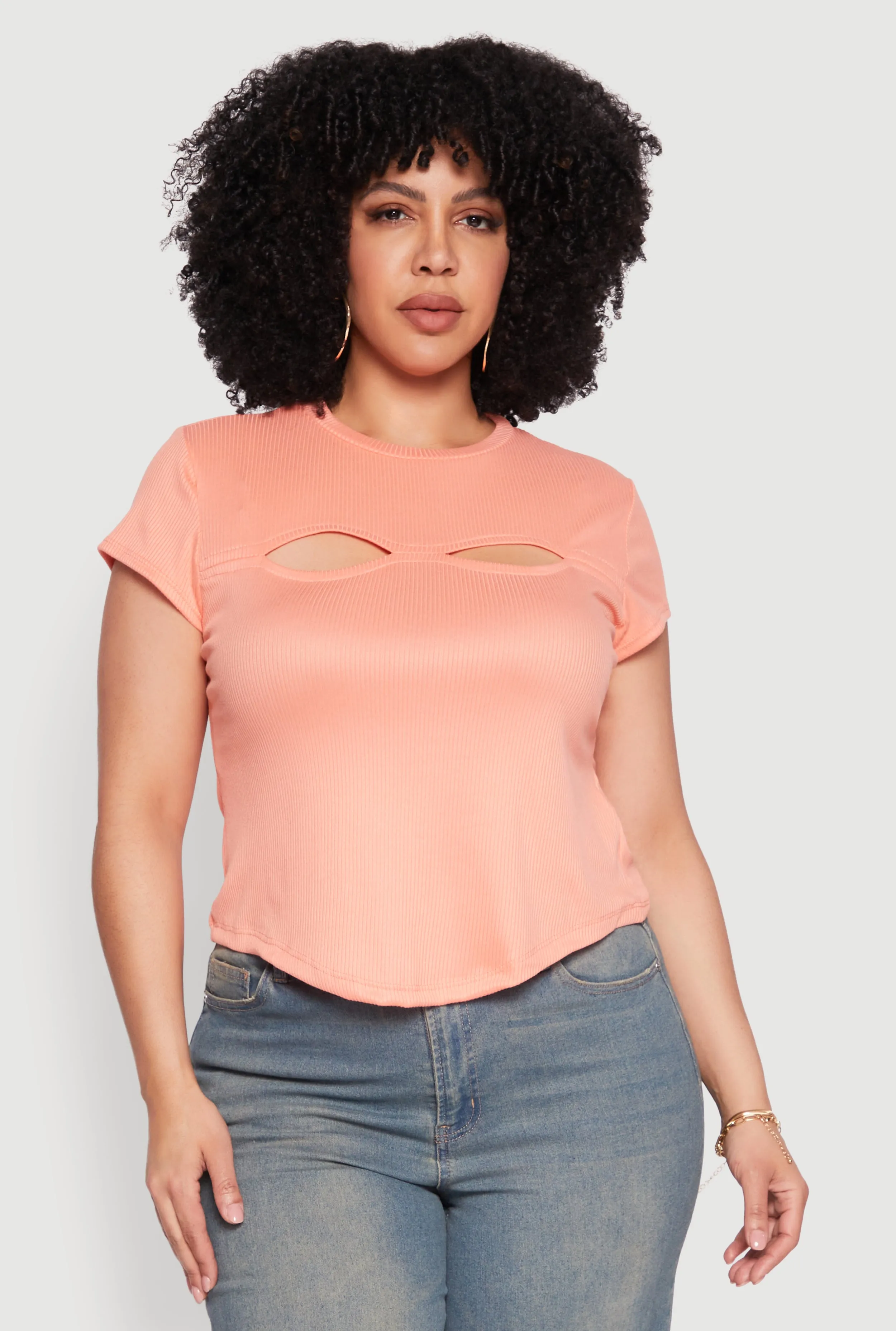 Plus Size Cut Out Rib Knit Top sold by Rainbow product image thumbnail 2
