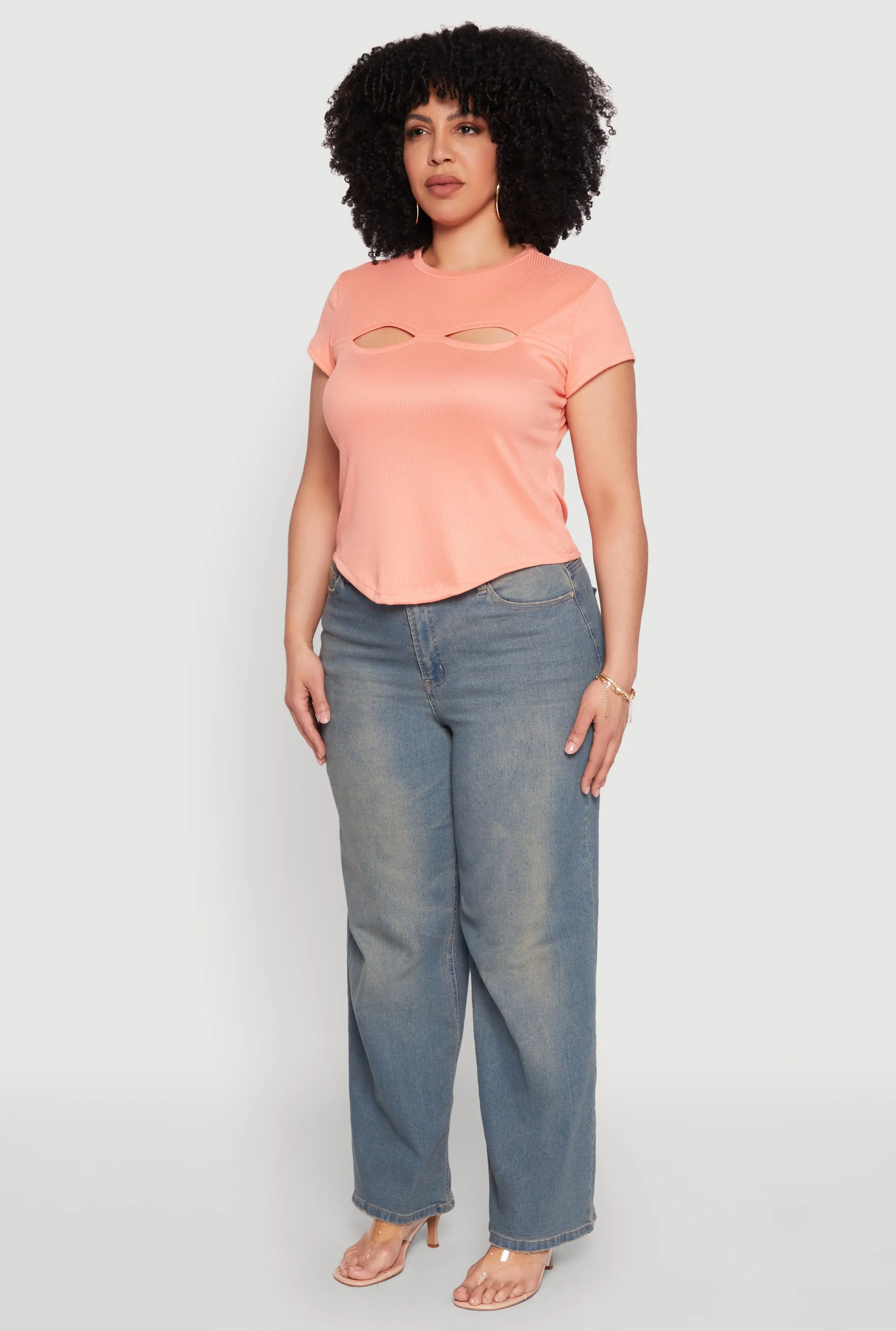 Plus Size Cut Out Rib Knit Top sold by Rainbow product image thumbnail 5