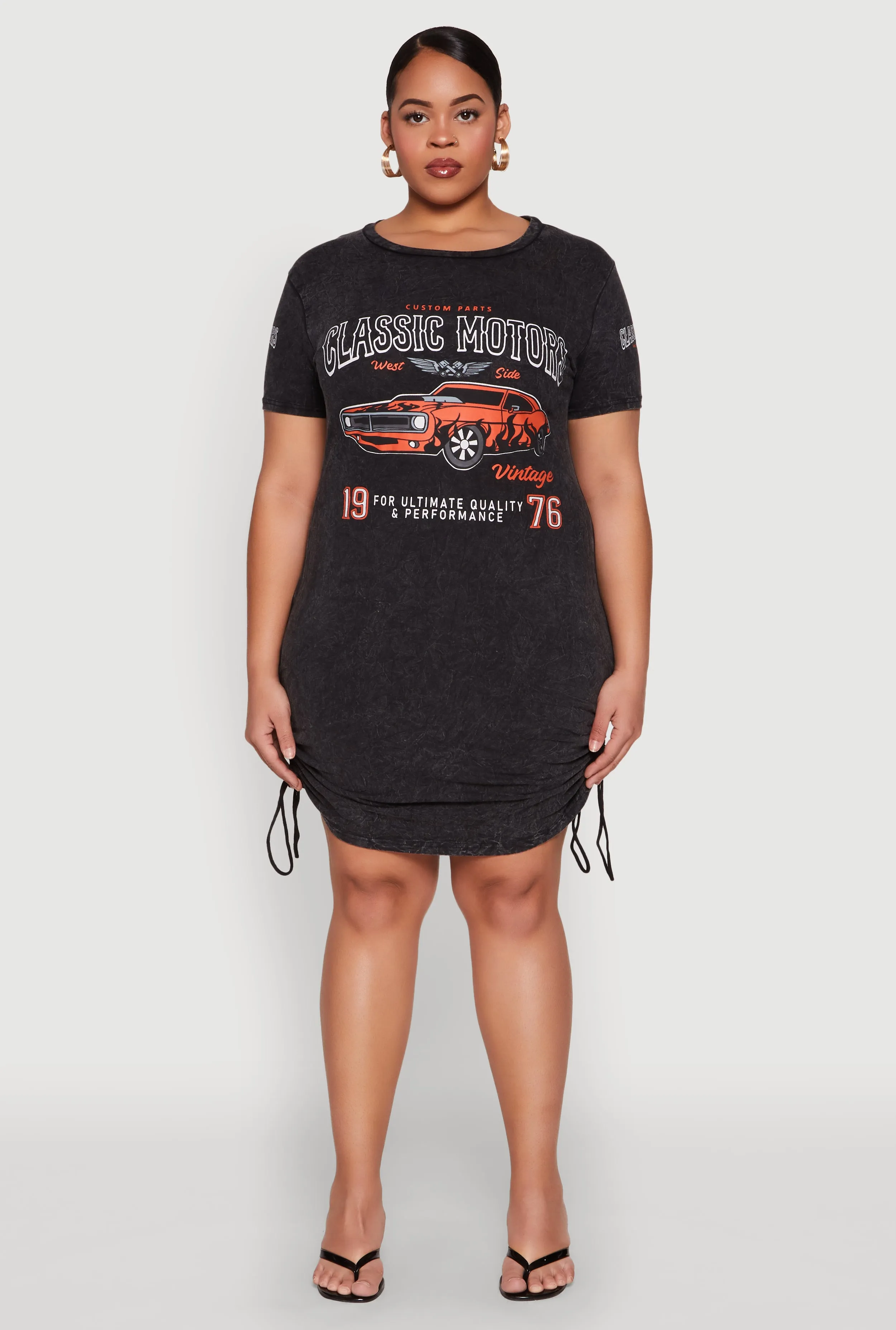 Plus Size Mineral Wash Classic Motors Graphic Dress sold by Rainbow