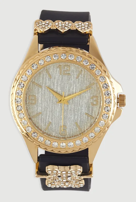 Heart Bear Rhinestone Detail Analog Watch sold by Rainbow