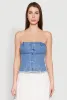 Frayed Split Hem Denim Tube Top sold by Rainbow