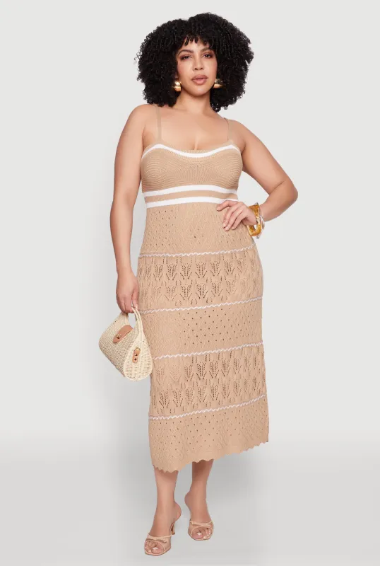 Plus Size Almost Famous Contrast Trim Midi Dress sold by Rainbow