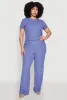 Plus Size Rib Knit Wide Leg Pants sold by Rainbow