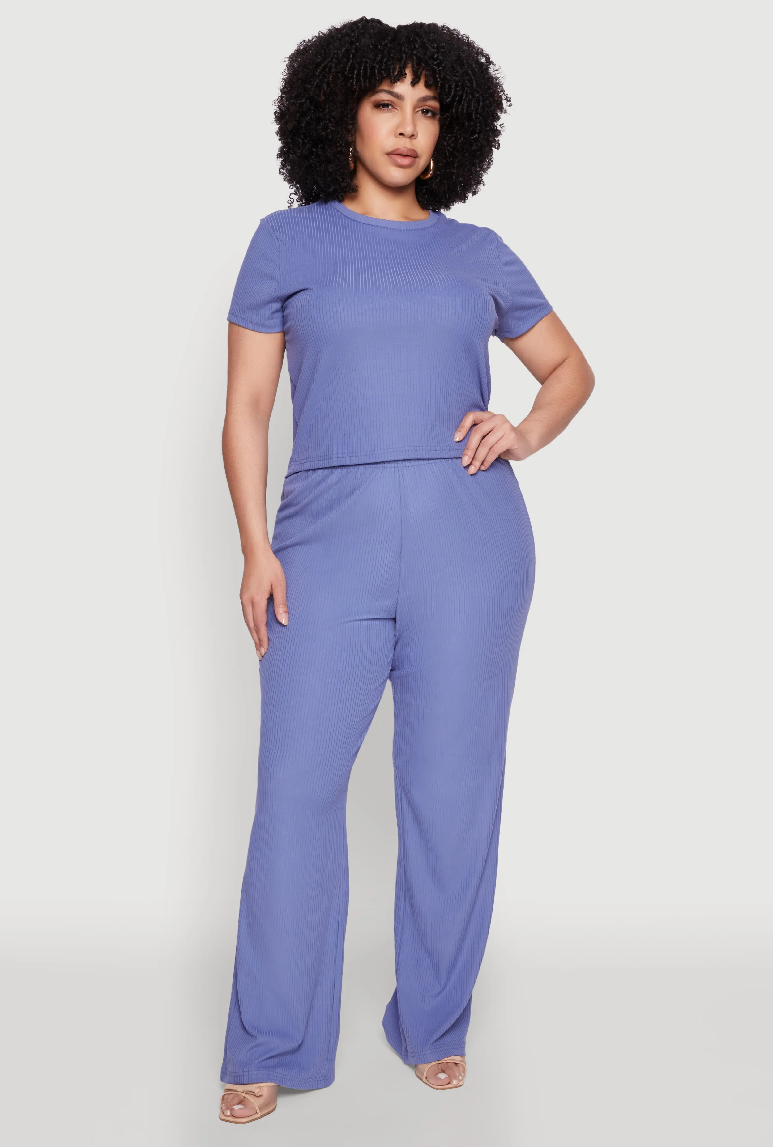 Plus Size Rib Knit Wide Leg Pants sold by Rainbow product image thumbnail 2