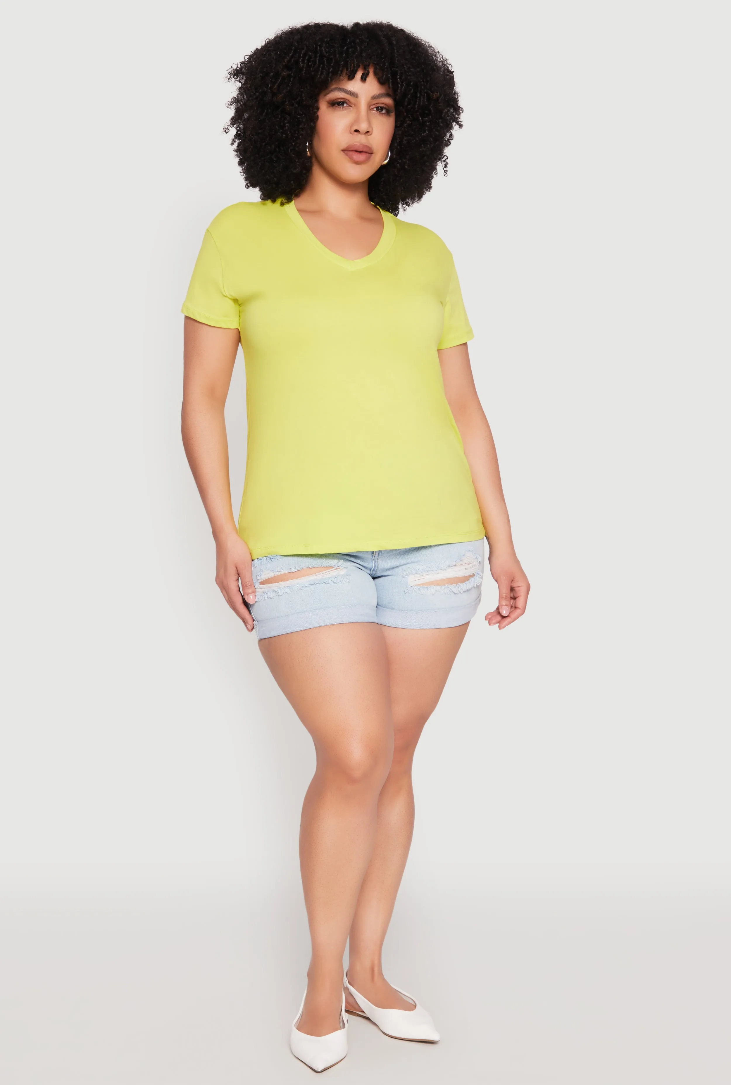 Plus Size V Neck Short Sleeve Top sold by Rainbow