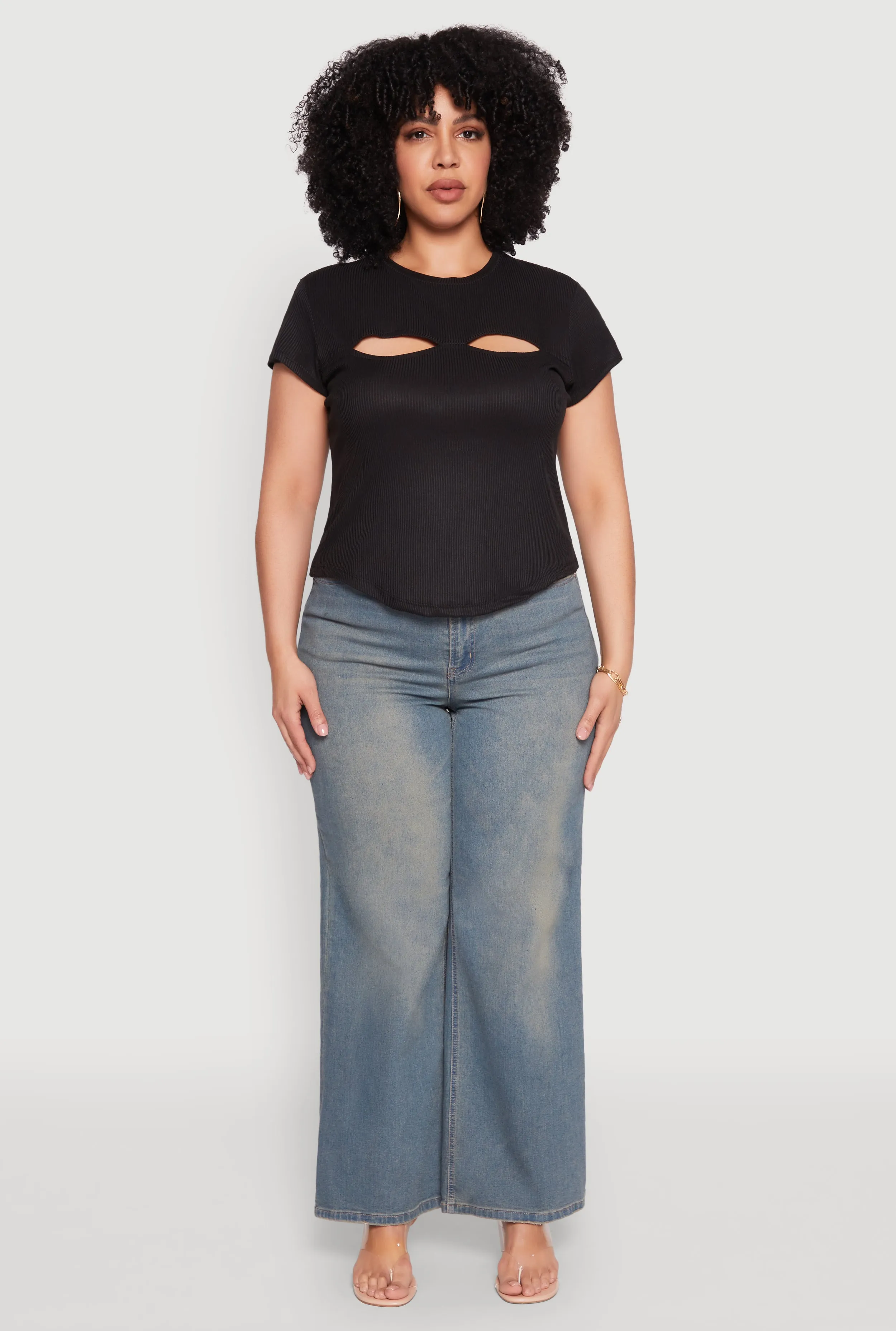 Plus Size Cut Out Rib Knit Top sold by Rainbow product image thumbnail 3
