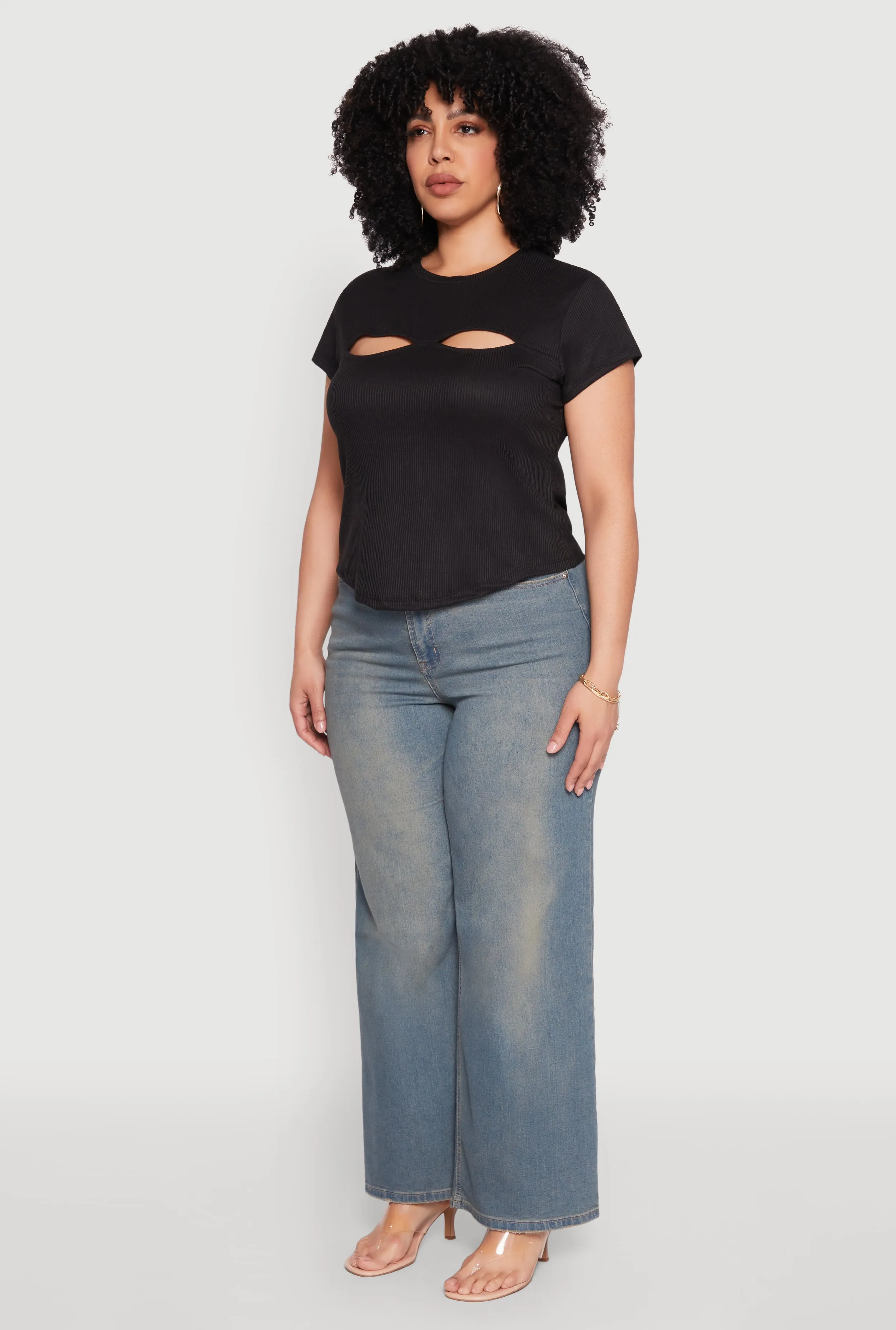 Plus Size Cut Out Rib Knit Top sold by Rainbow product image thumbnail 5