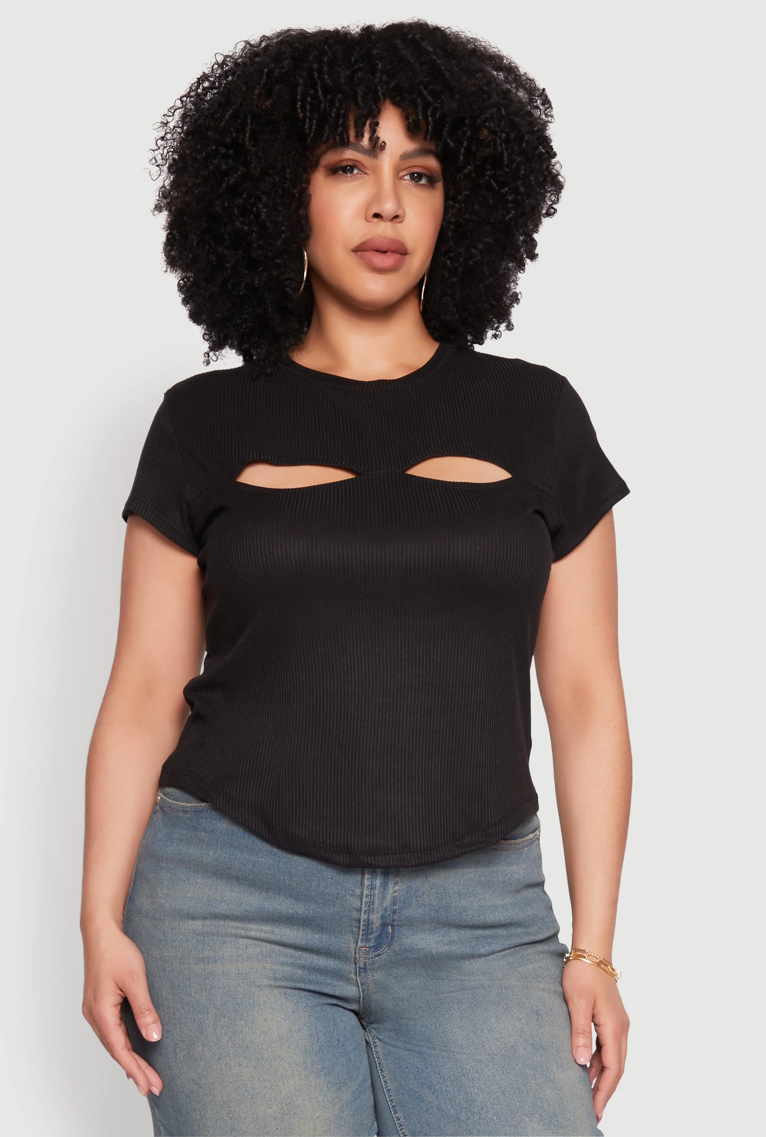 Plus Size Cut Out Rib Knit Top sold by Rainbow product image thumbnail 2