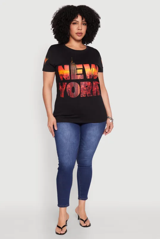 Plus Size New York Skyline Graphic T Shirt sold by Rainbow