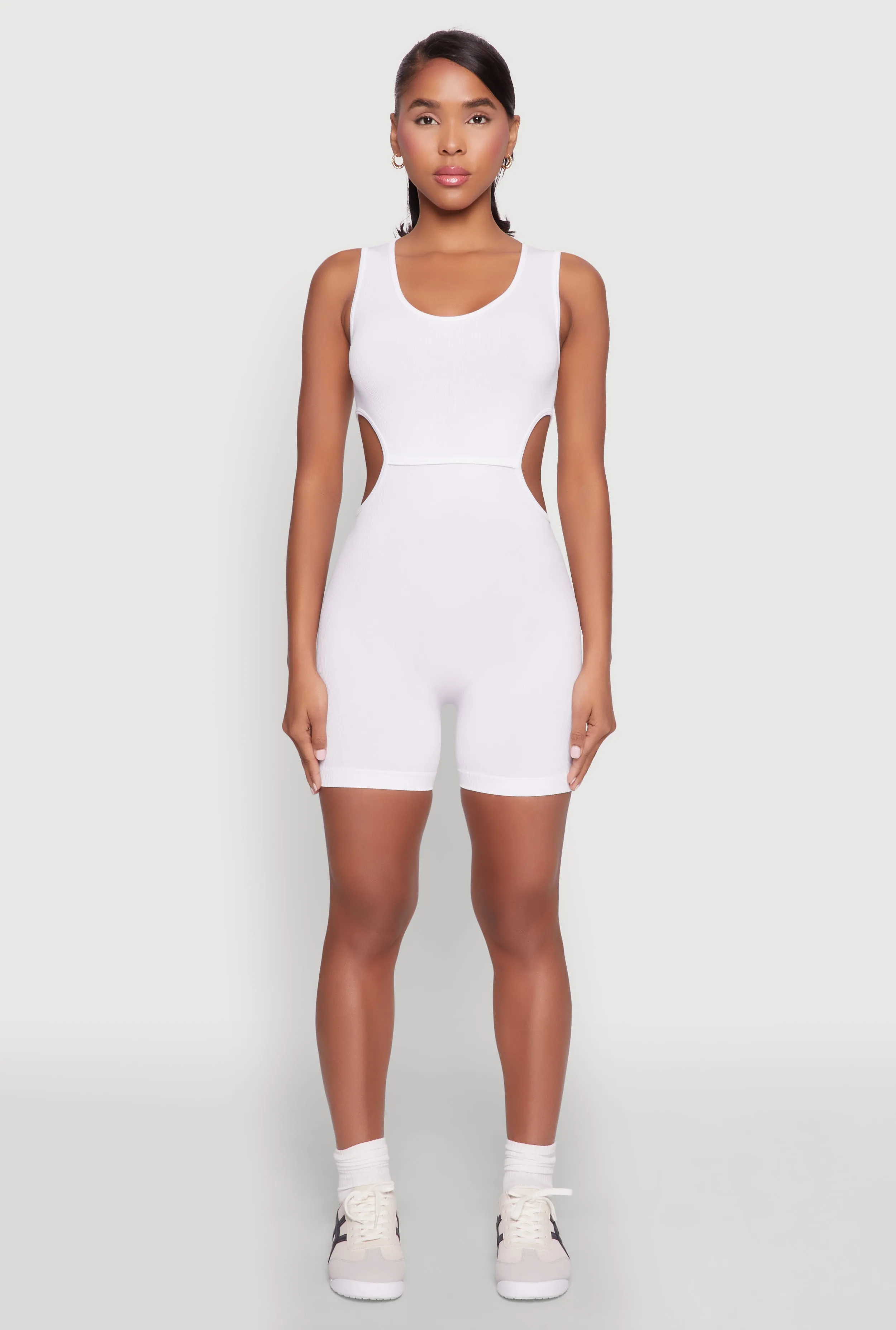Ribbed Cut Out Side Biker Romper sold by Rainbow product image thumbnail 2