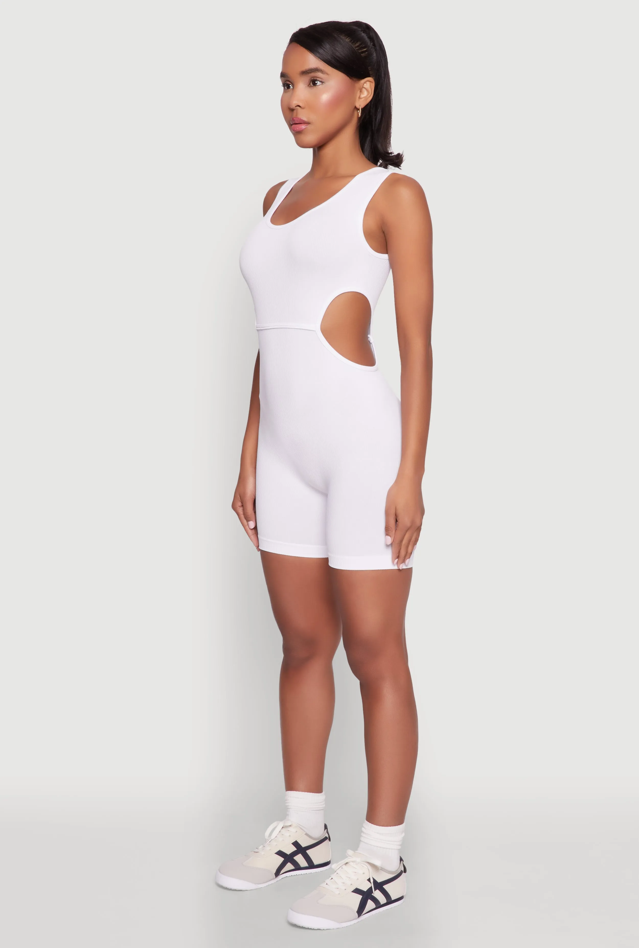Ribbed Cut Out Side Biker Romper sold by Rainbow product image thumbnail 3