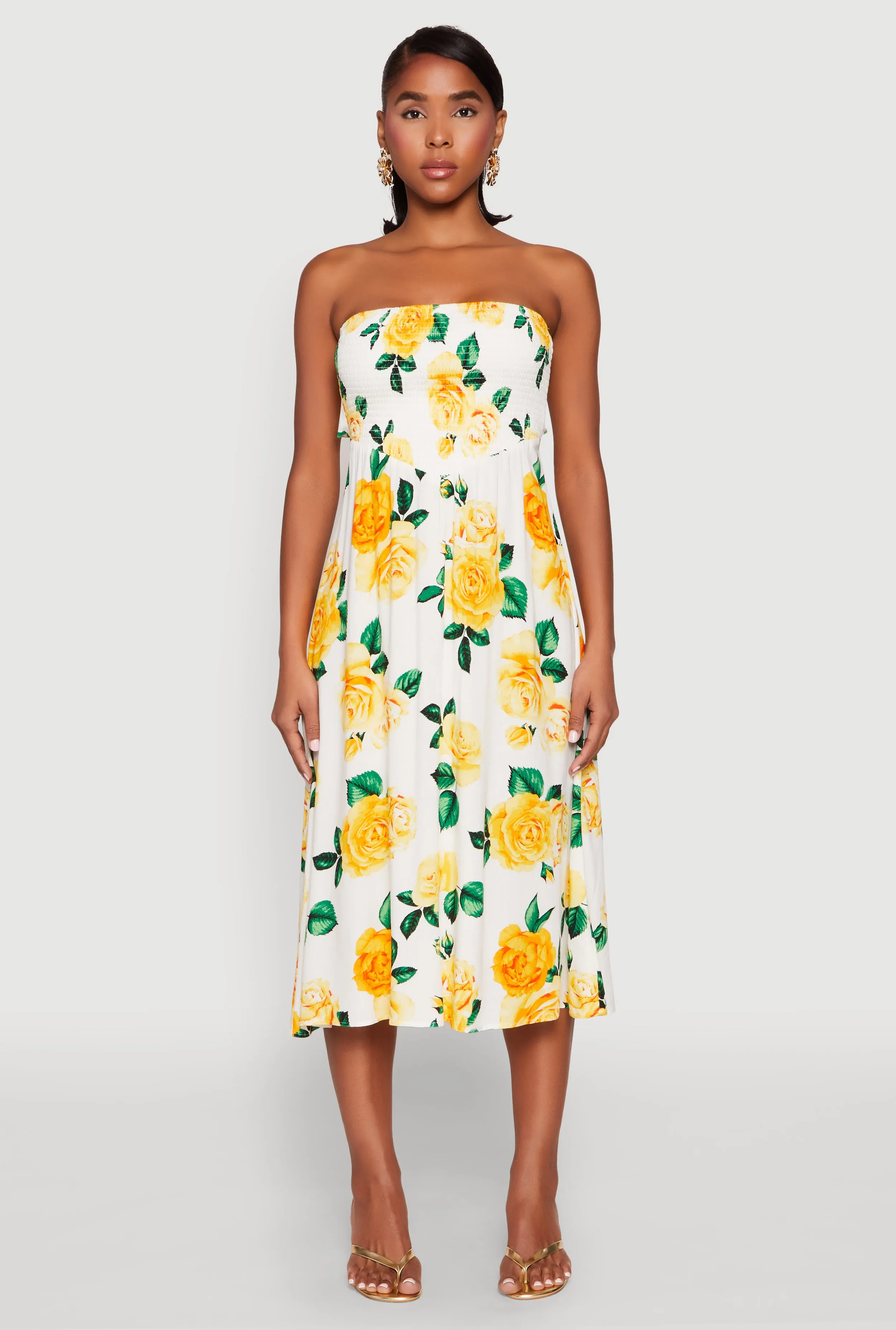 Almost Famous Floral Print Smocked Midi Dress sold by Rainbow product image thumbnail 2