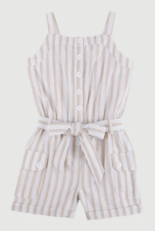 Little Girls Lurex Striped Cargo Pocket Romper sold by Rainbow