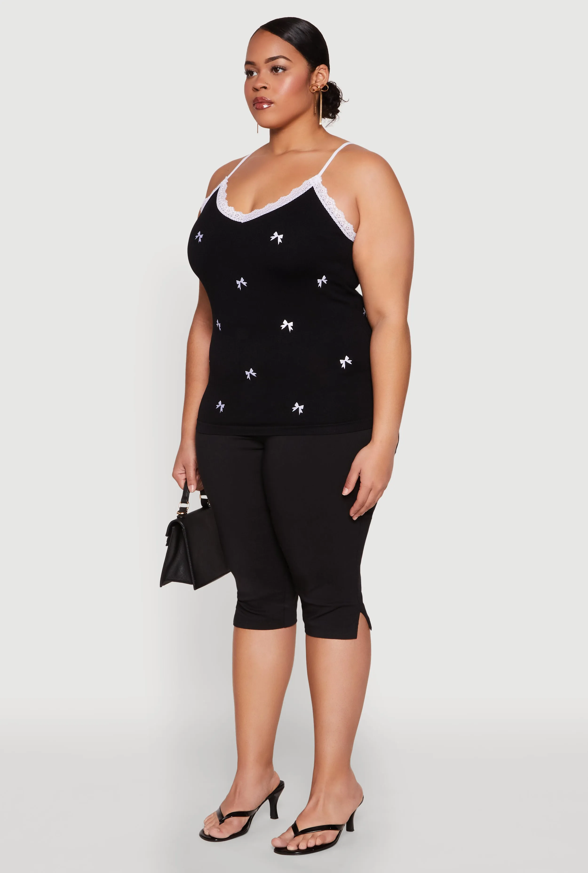 Plus Size Bow Embroidered Lace Trim Cami sold by Rainbow product image thumbnail 5