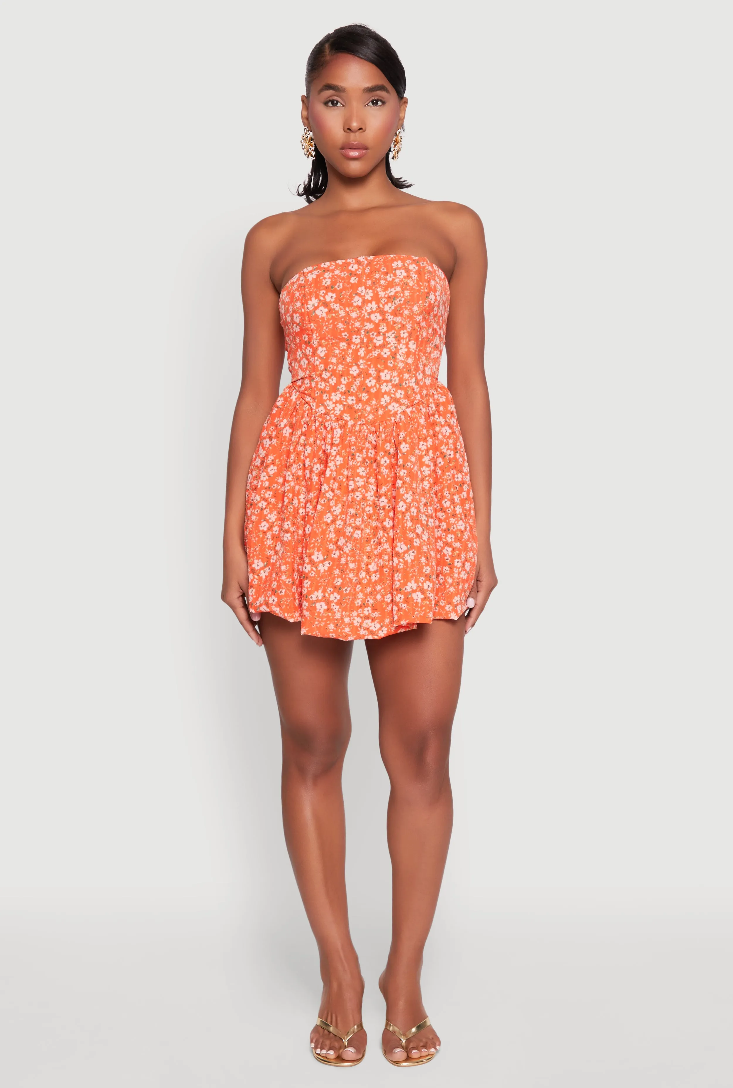 Floral Strapless Corset Skater Dress sold by Rainbow