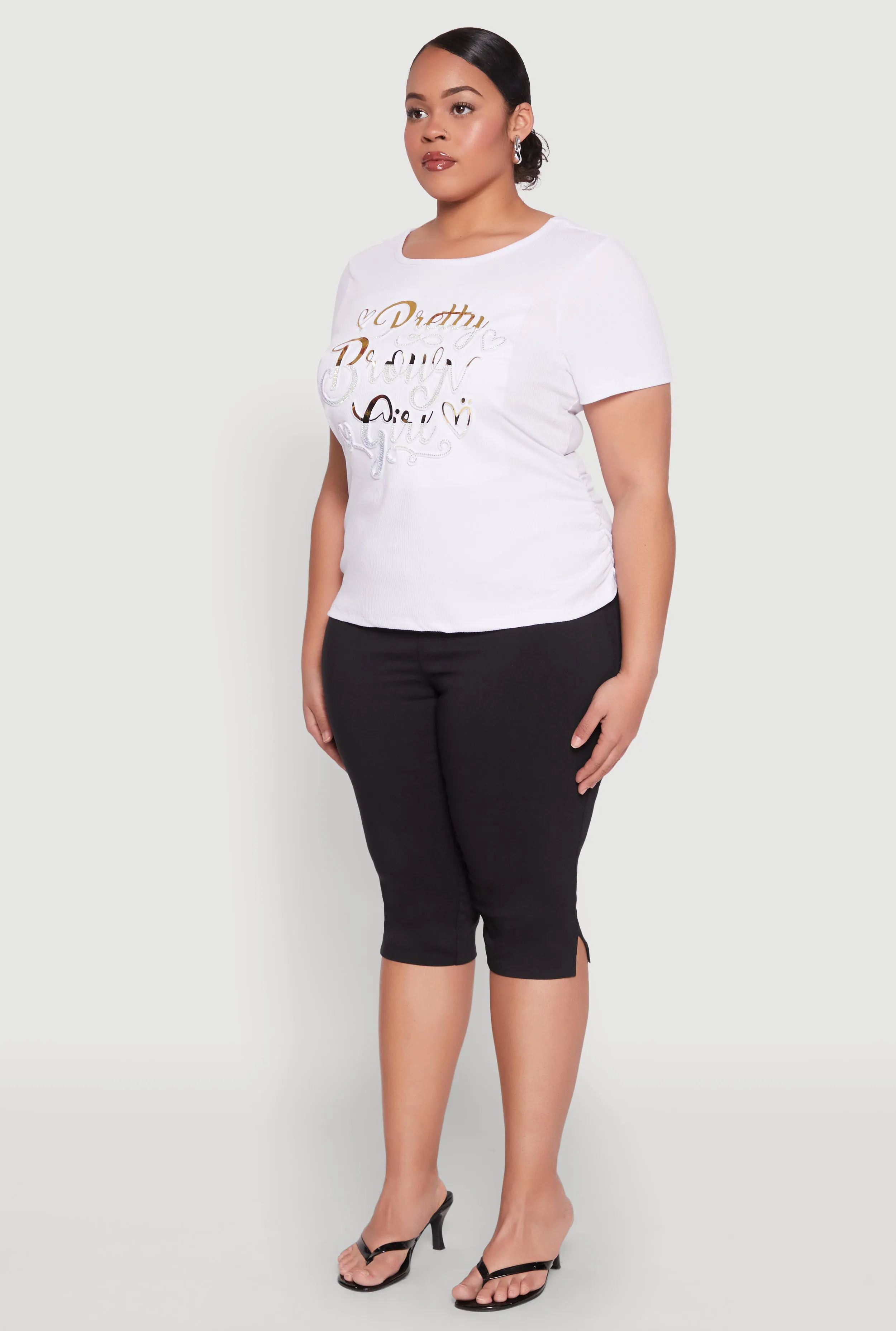 Plus Size 3D Pretty Brown Girl Foil Graphic Tee sold by Rainbow product image thumbnail 5