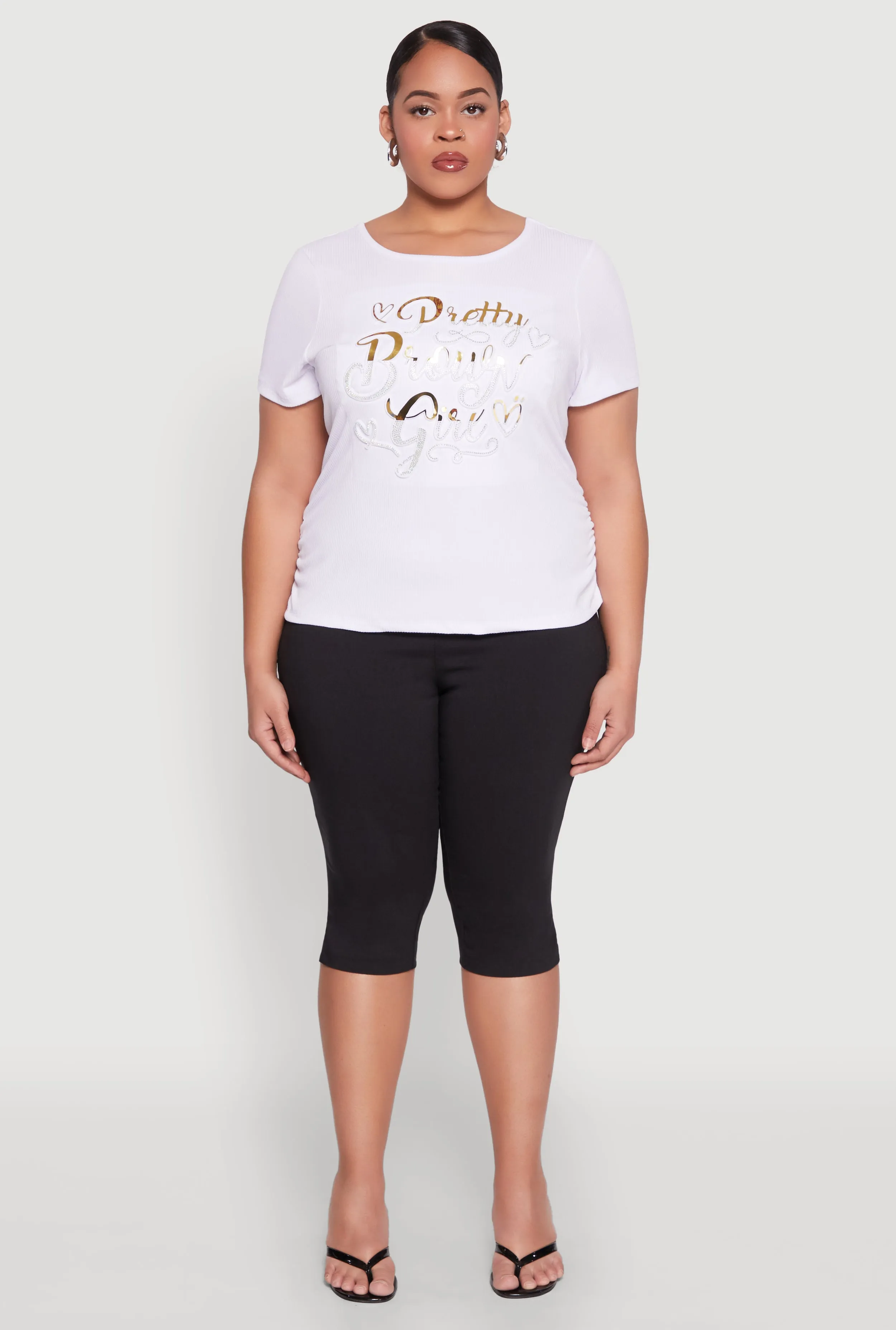 Plus Size 3D Pretty Brown Girl Foil Graphic Tee sold by Rainbow product image thumbnail 3