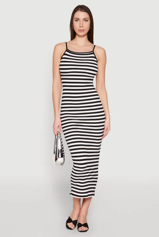 Contrast Trim Striped Maxi Dress sold by Rainbow