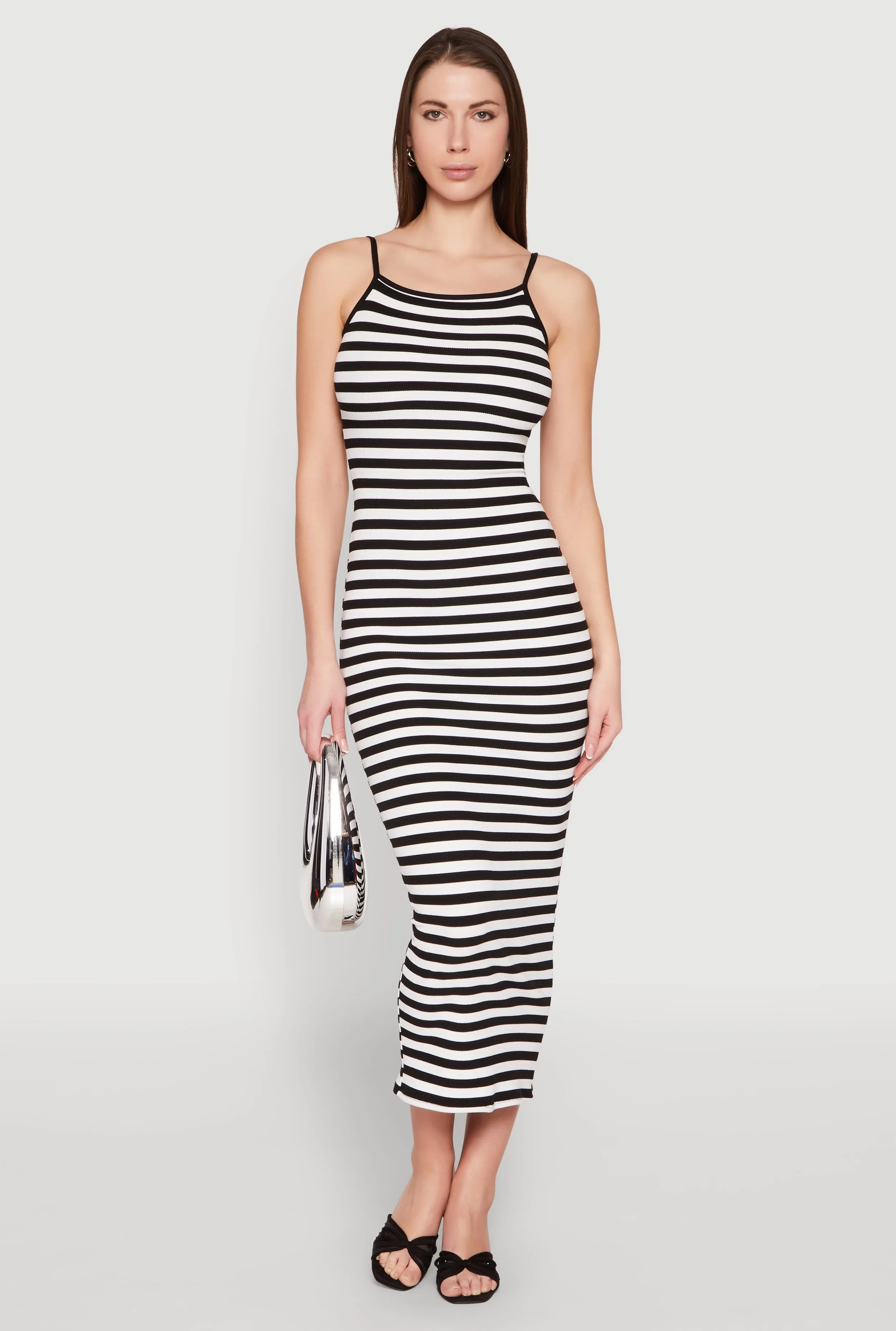 Contrast Trim Striped Maxi Dress sold by Rainbow