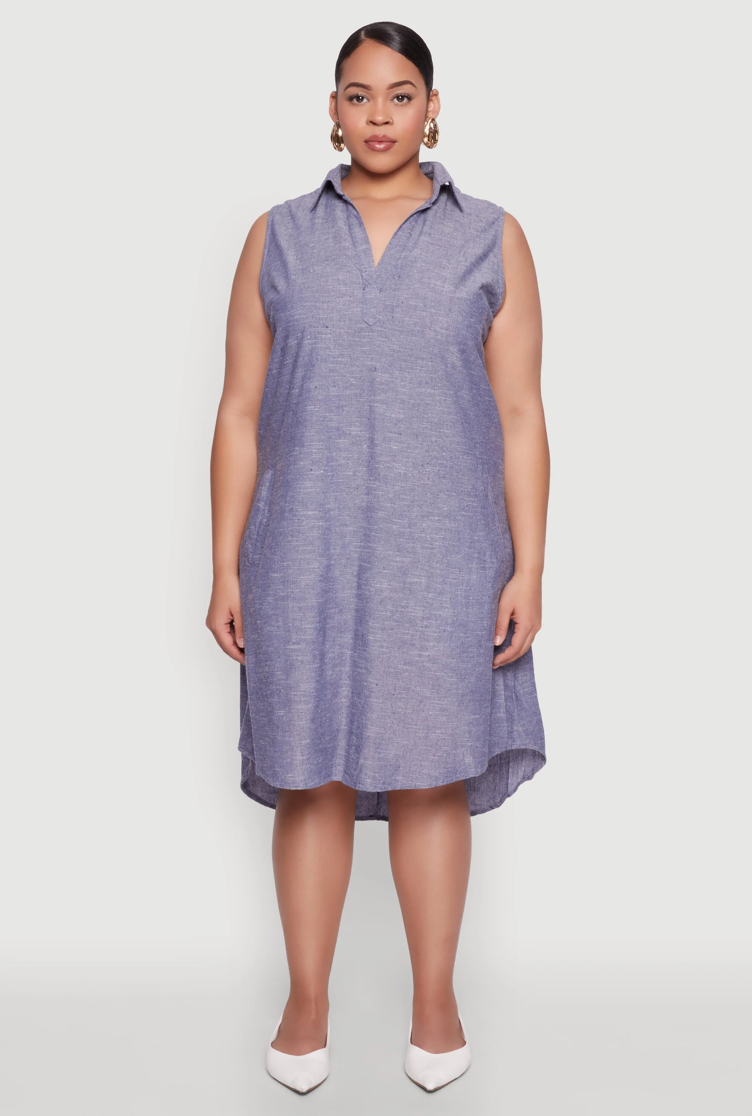 Plus Size Marled Chambray Midi Dress sold by Rainbow