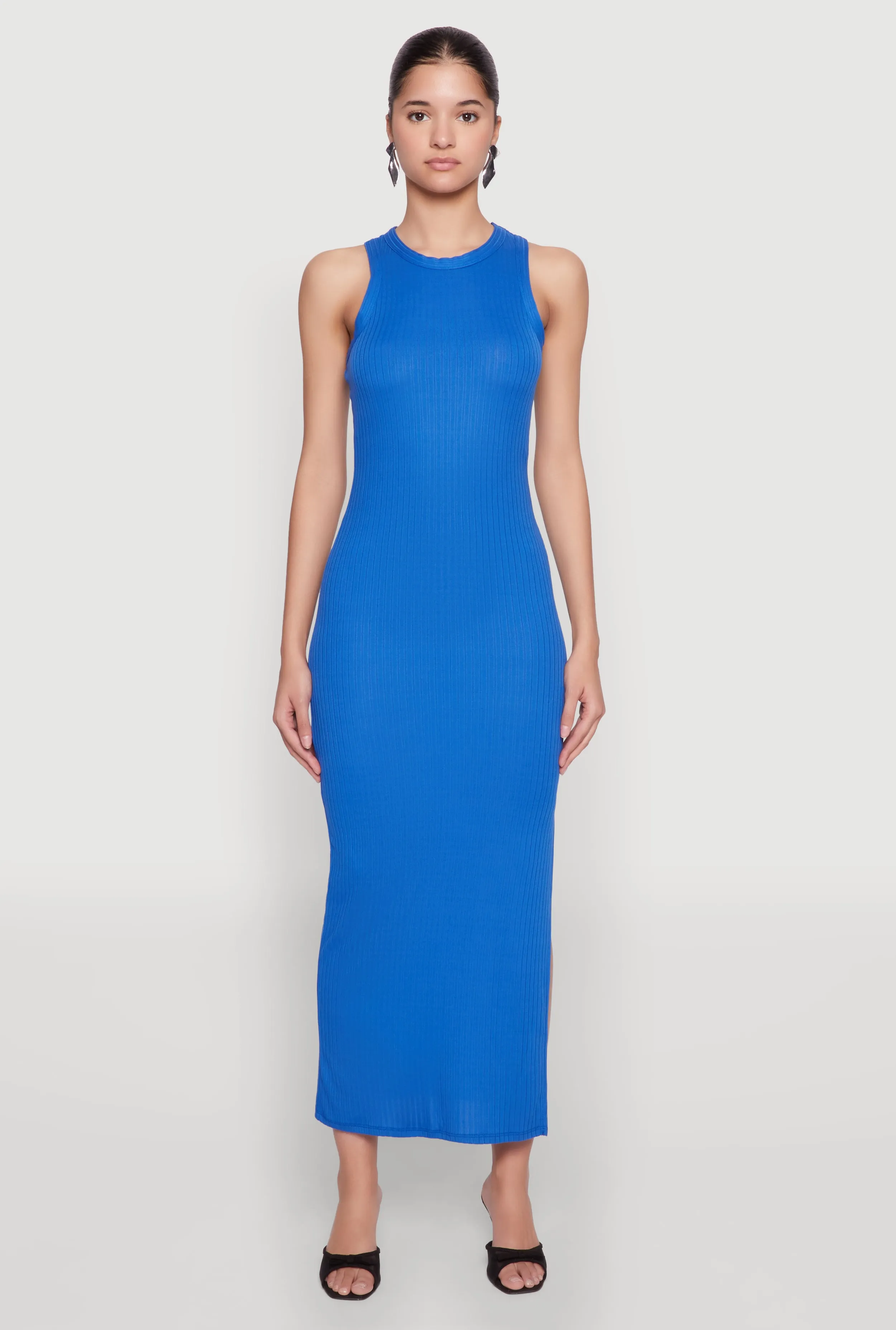 Ribbed Knit Side Slit Maxi Tank Dress sold by Rainbow product image thumbnail 2