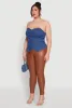 Plus Size Faux Button Denim Tube Top sold by Rainbow