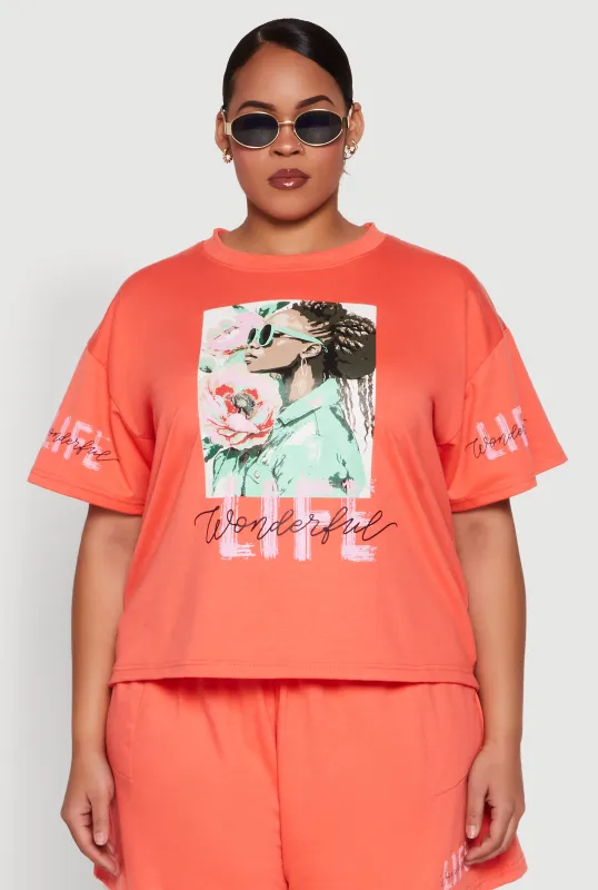 Plus Size Wonderful Life Graphic Top sold by Rainbow