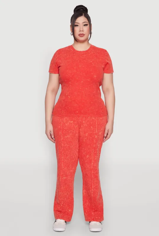 Plus Size Mineral Wash Pintuck Pants sold by Rainbow