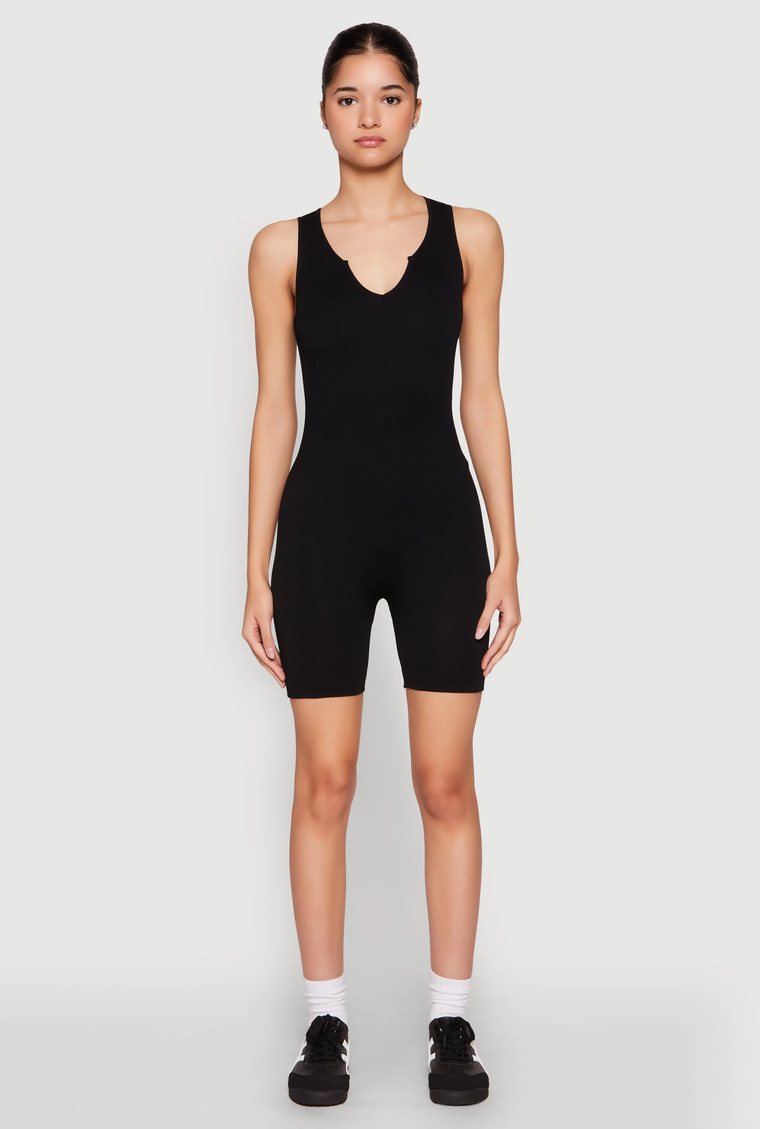 Ribbed Knit Notch Neck Romper sold by Rainbow product image thumbnail 2