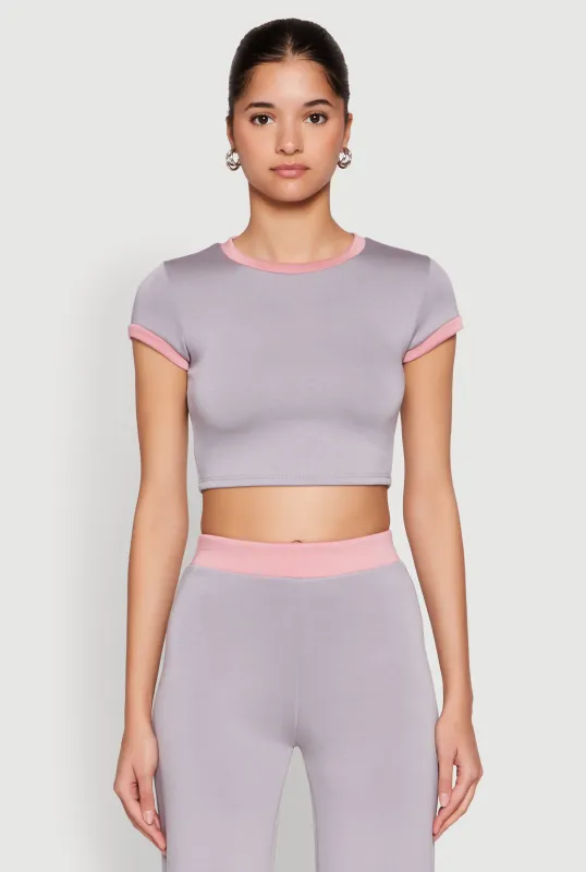 Short Sleeve Ringer Crop Top sold by Rainbow