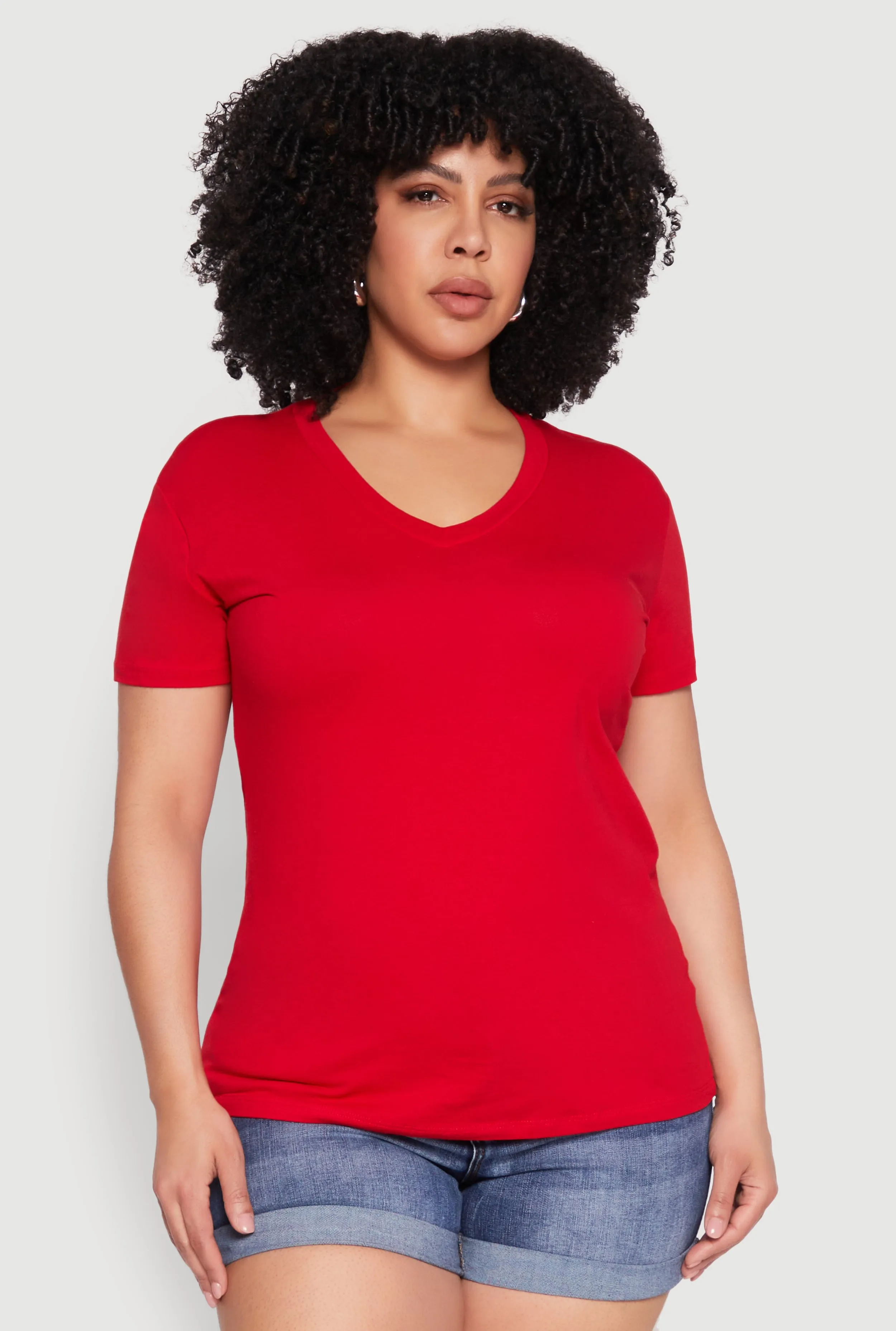 Plus Size V Neck Short Sleeve Top sold by Rainbow product image thumbnail 2