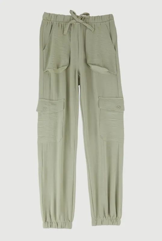 Girls Crepe Knit Cargo Joggers sold by Rainbow