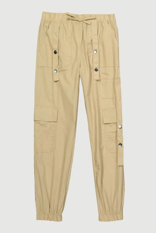 Girls Snap Button Detail Cargo Joggers sold by Rainbow