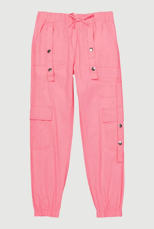 Girls Snap Button Detail Cargo Joggers sold by Rainbow