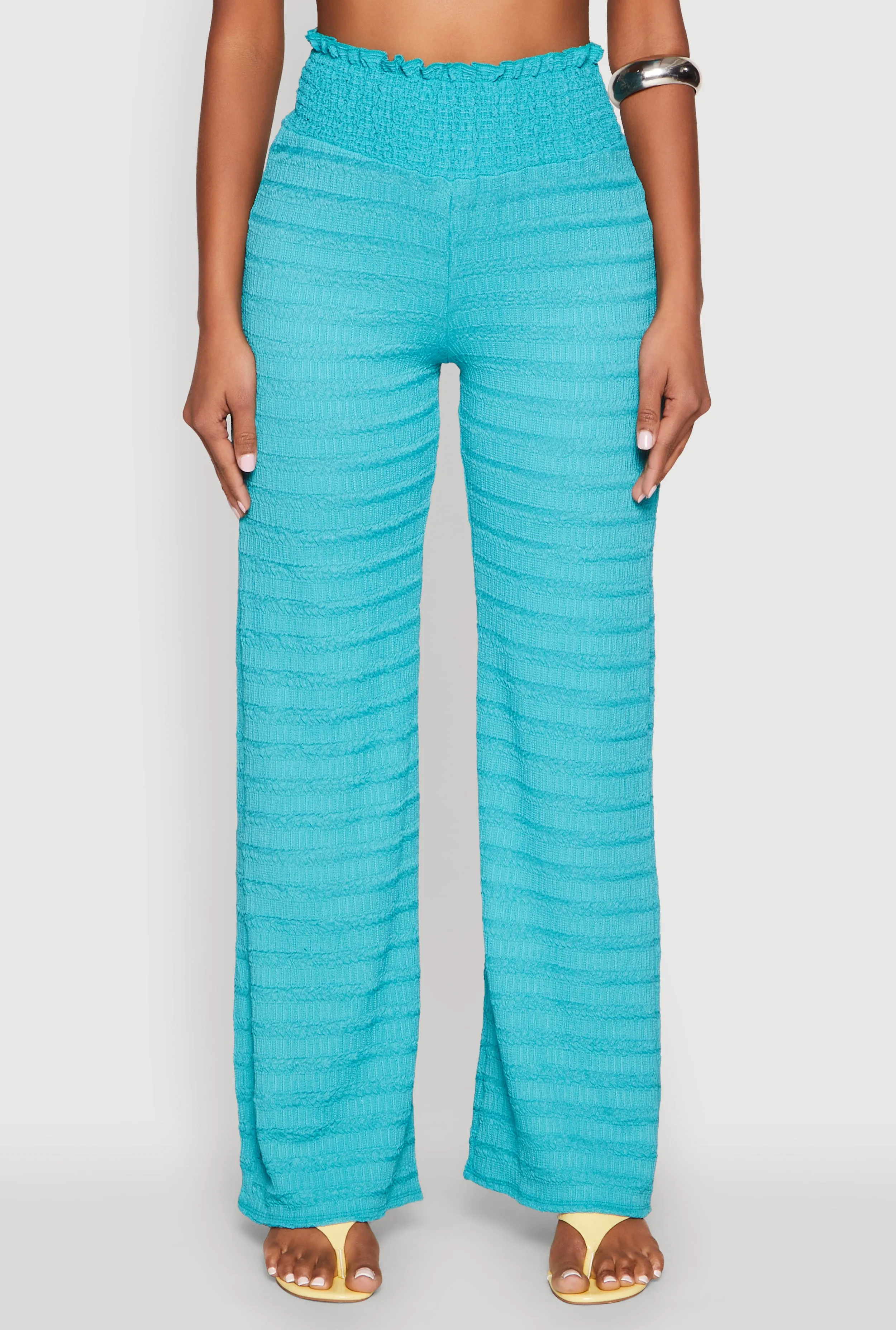 Textured Knit Smocked Waist Pants sold by Rainbow product image thumbnail 3